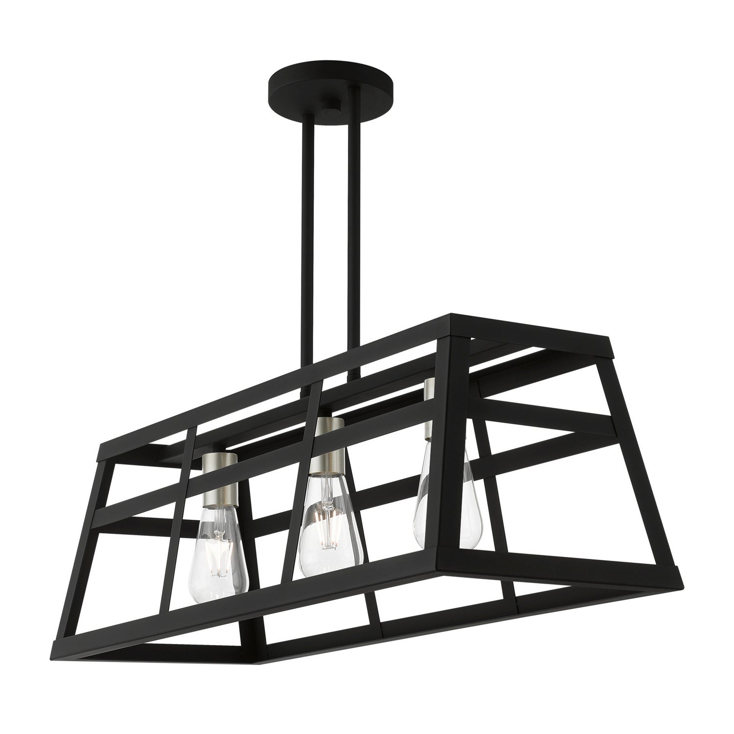 Livex Lighting - 49563-04 - Three Light Linear Chandelier - Schofield - Black w/Brushed Nickel
