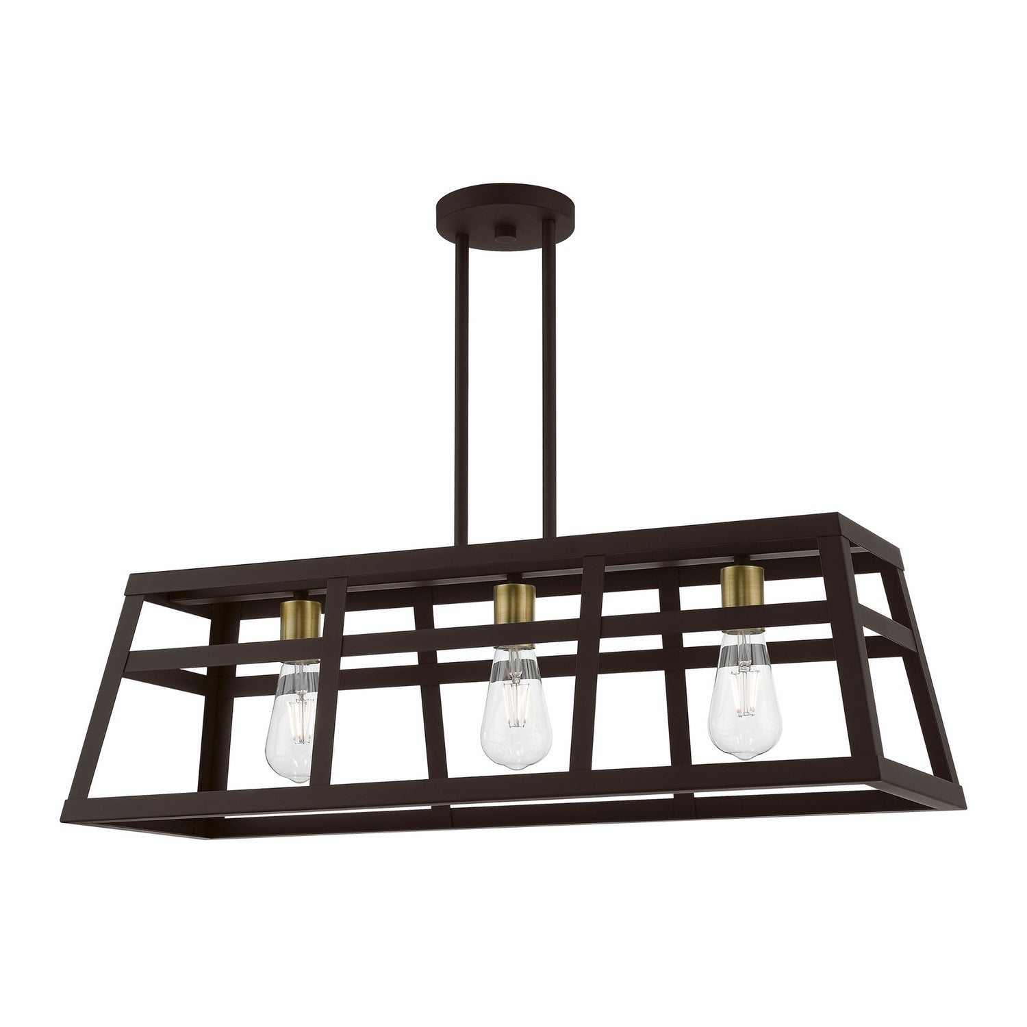 Livex Lighting - 49563-07 - Three Light Linear Chandelier - Schofield - Bronze w/Antique Brass
