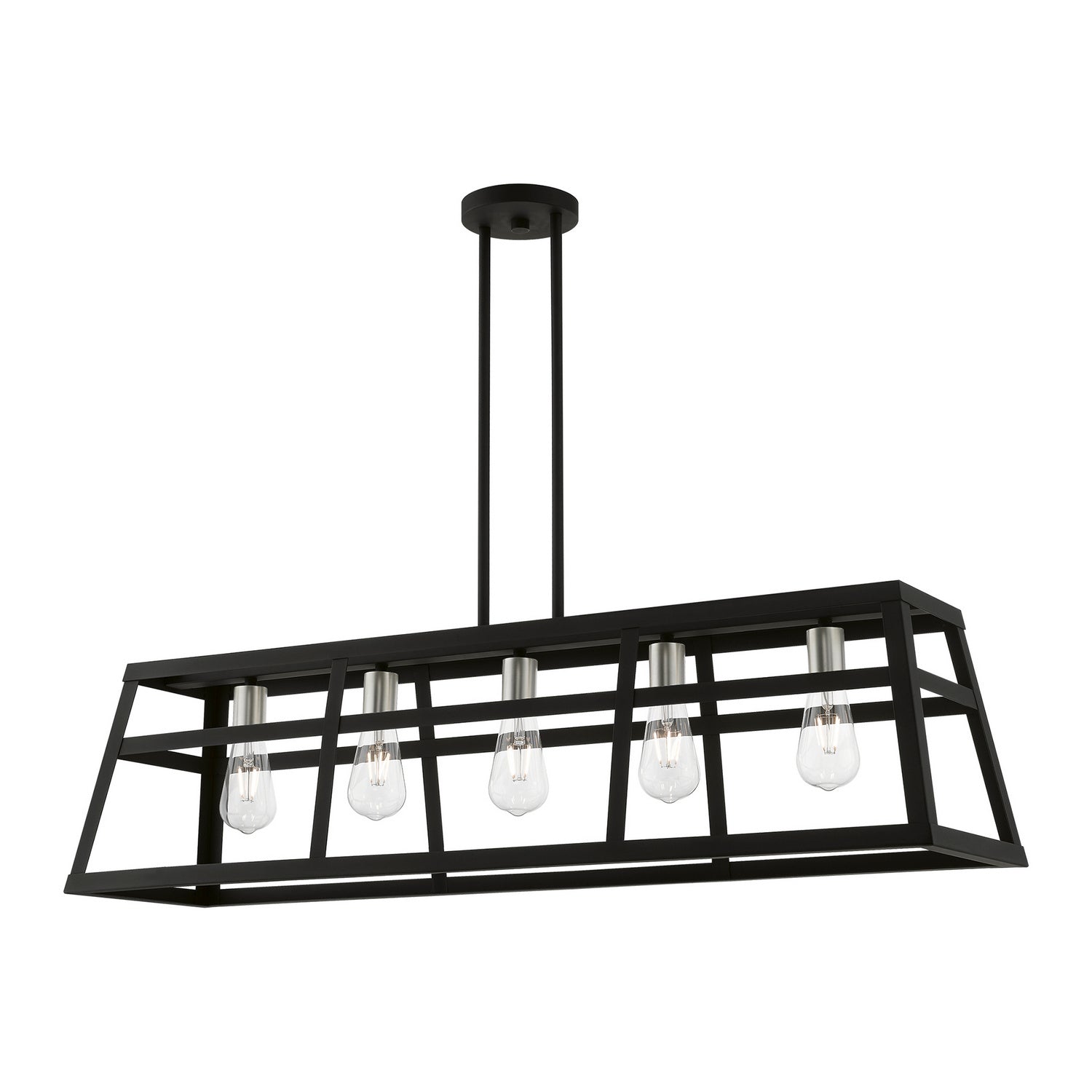Livex Lighting - 49565-04 - Five Light Linear Chandelier - Schofield - Black w/Brushed Nickel