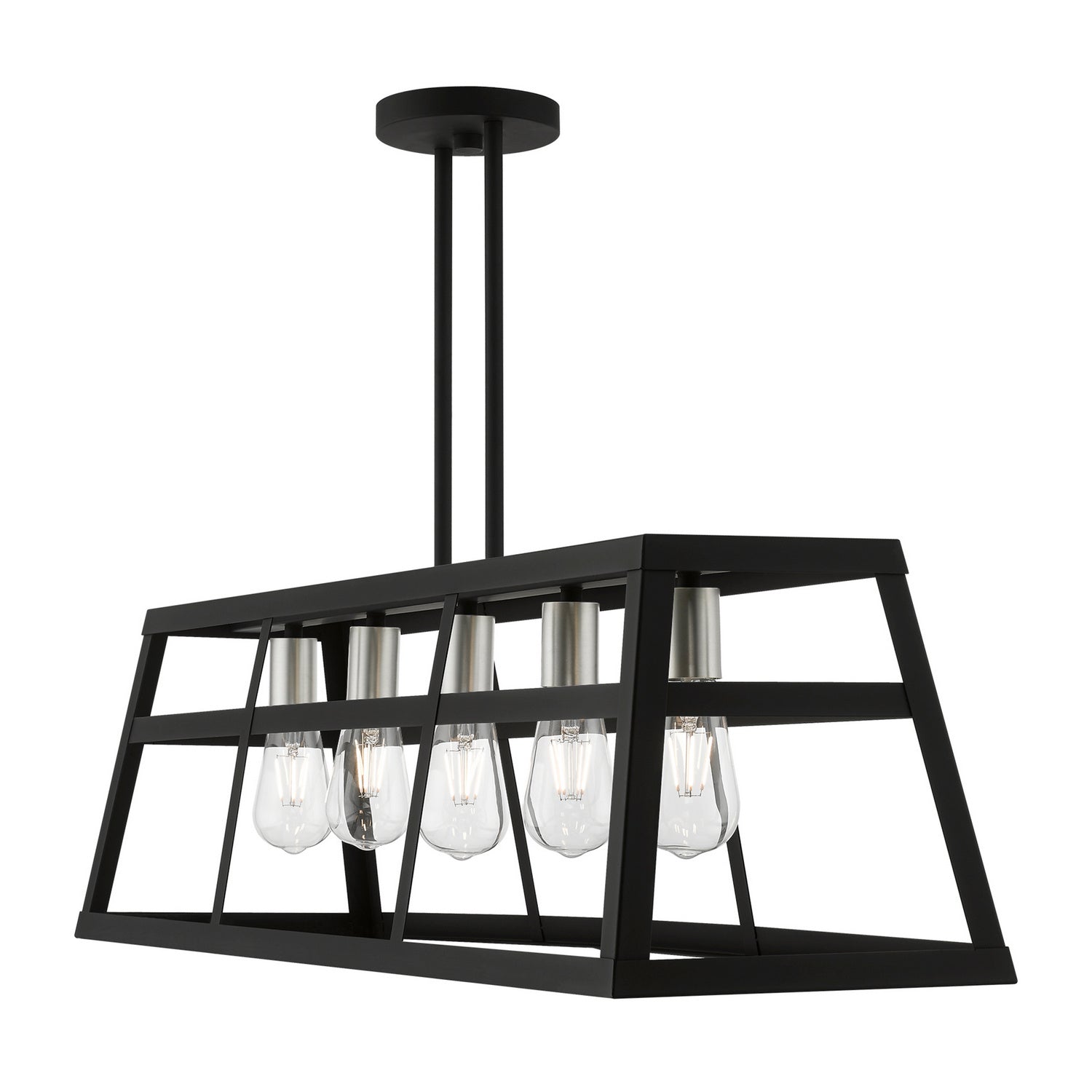 Livex Lighting - 49565-04 - Five Light Linear Chandelier - Schofield - Black w/Brushed Nickel