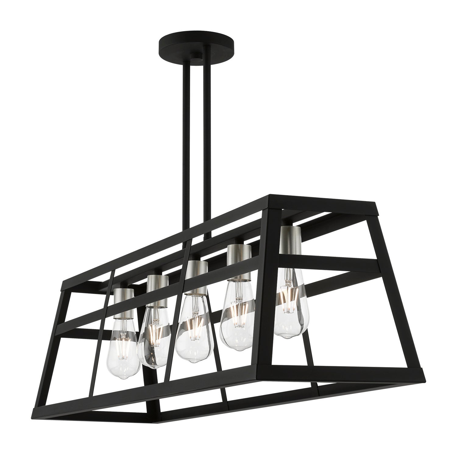 Livex Lighting - 49565-04 - Five Light Linear Chandelier - Schofield - Black w/Brushed Nickel