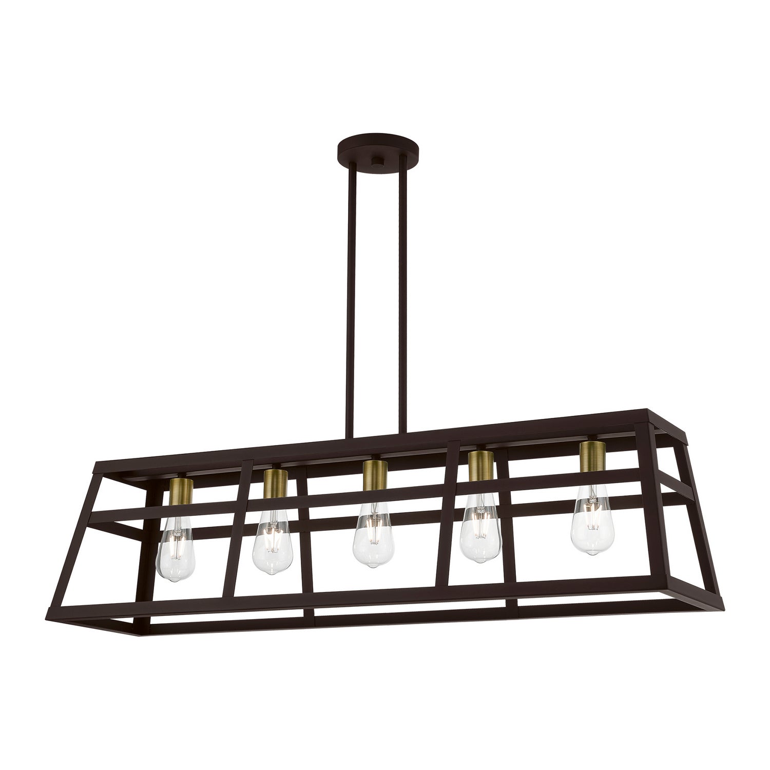 Livex Lighting - 49565-07 - Five Light Linear Chandelier - Schofield - Bronze w/Antique Brass
