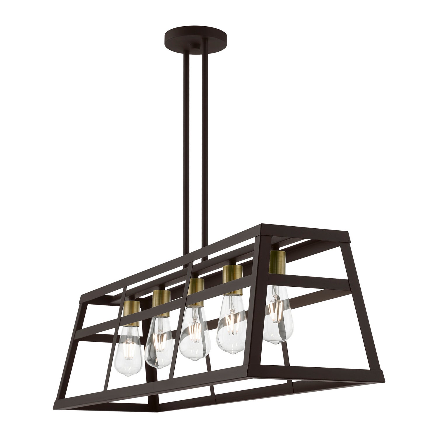 Livex Lighting - 49565-07 - Five Light Linear Chandelier - Schofield - Bronze w/Antique Brass