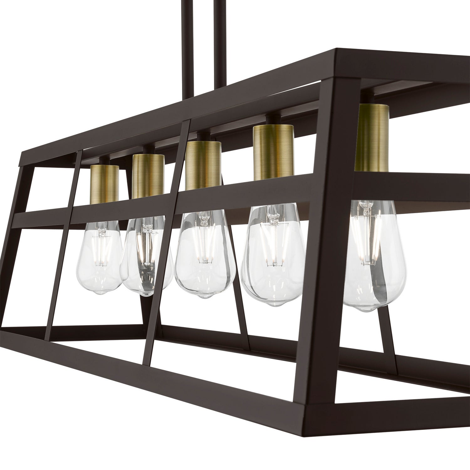Livex Lighting - 49565-07 - Five Light Linear Chandelier - Schofield - Bronze w/Antique Brass