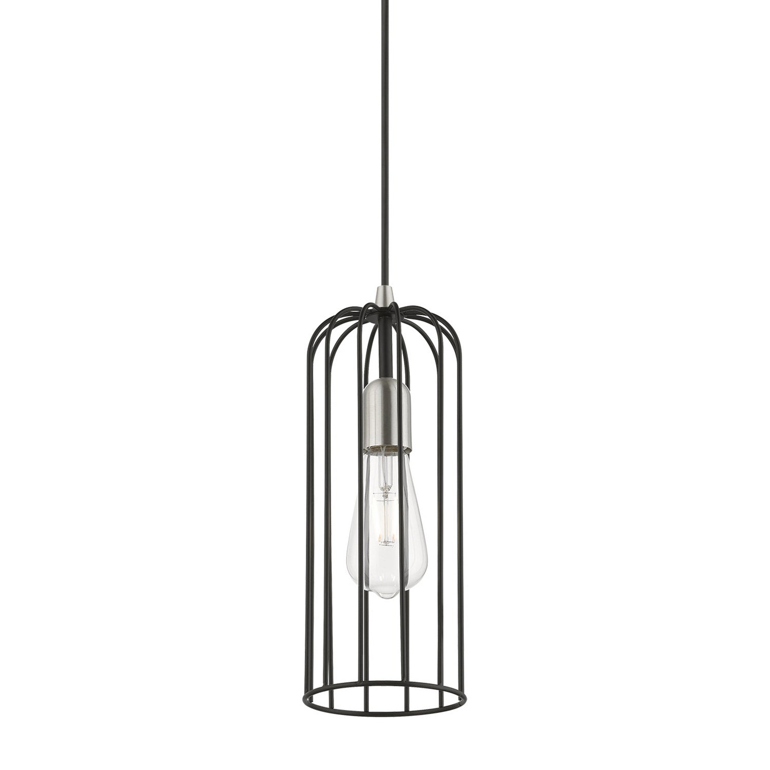 Livex Lighting - 49713-04 - One Light Pendant - Glenbrook - Black w/Brushed Nickel