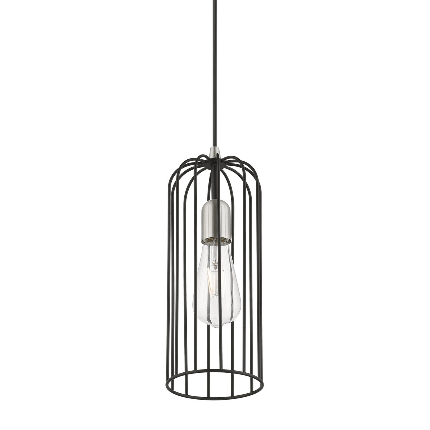 Livex Lighting - 49713-04 - One Light Pendant - Glenbrook - Black w/Brushed Nickel