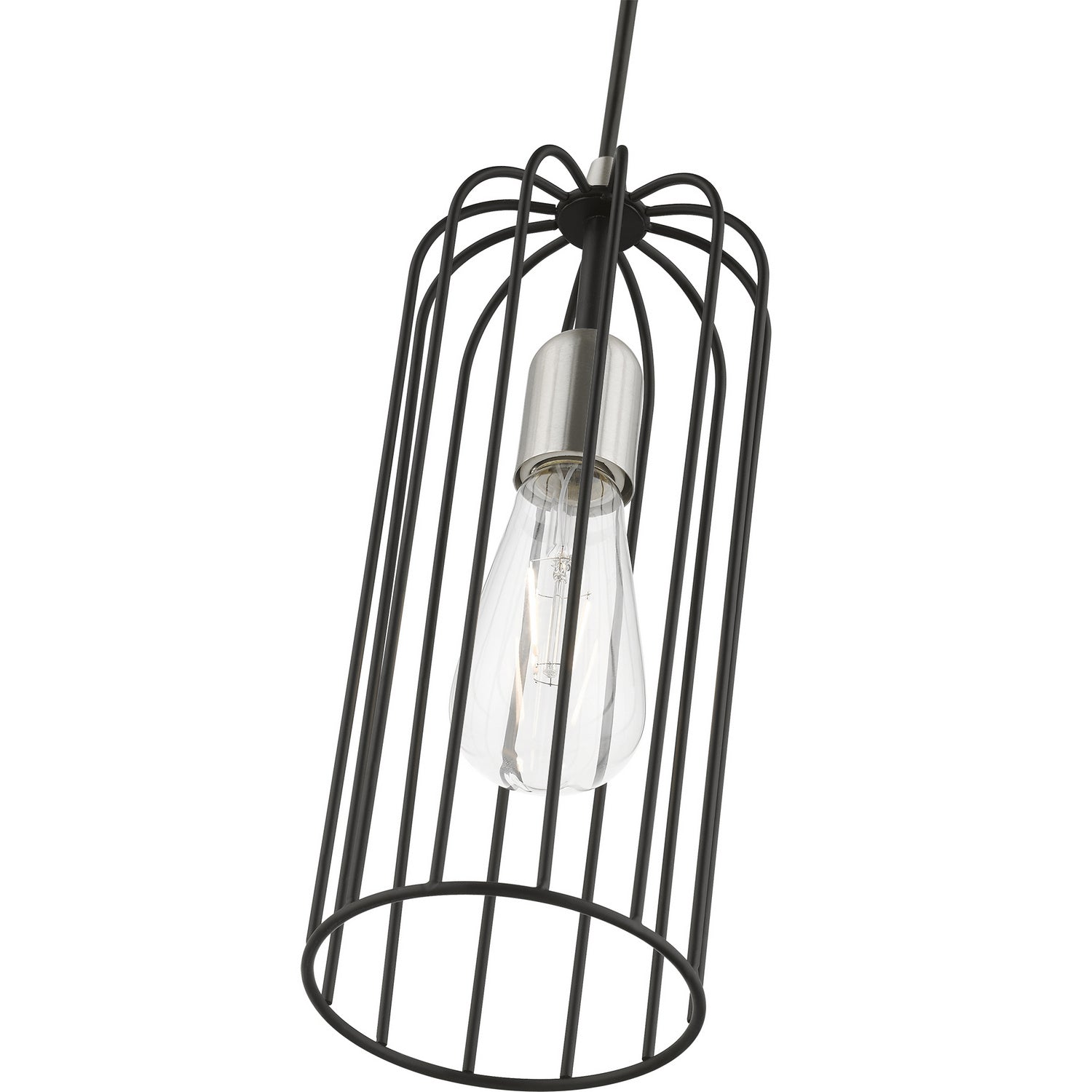 Livex Lighting - 49713-04 - One Light Pendant - Glenbrook - Black w/Brushed Nickel