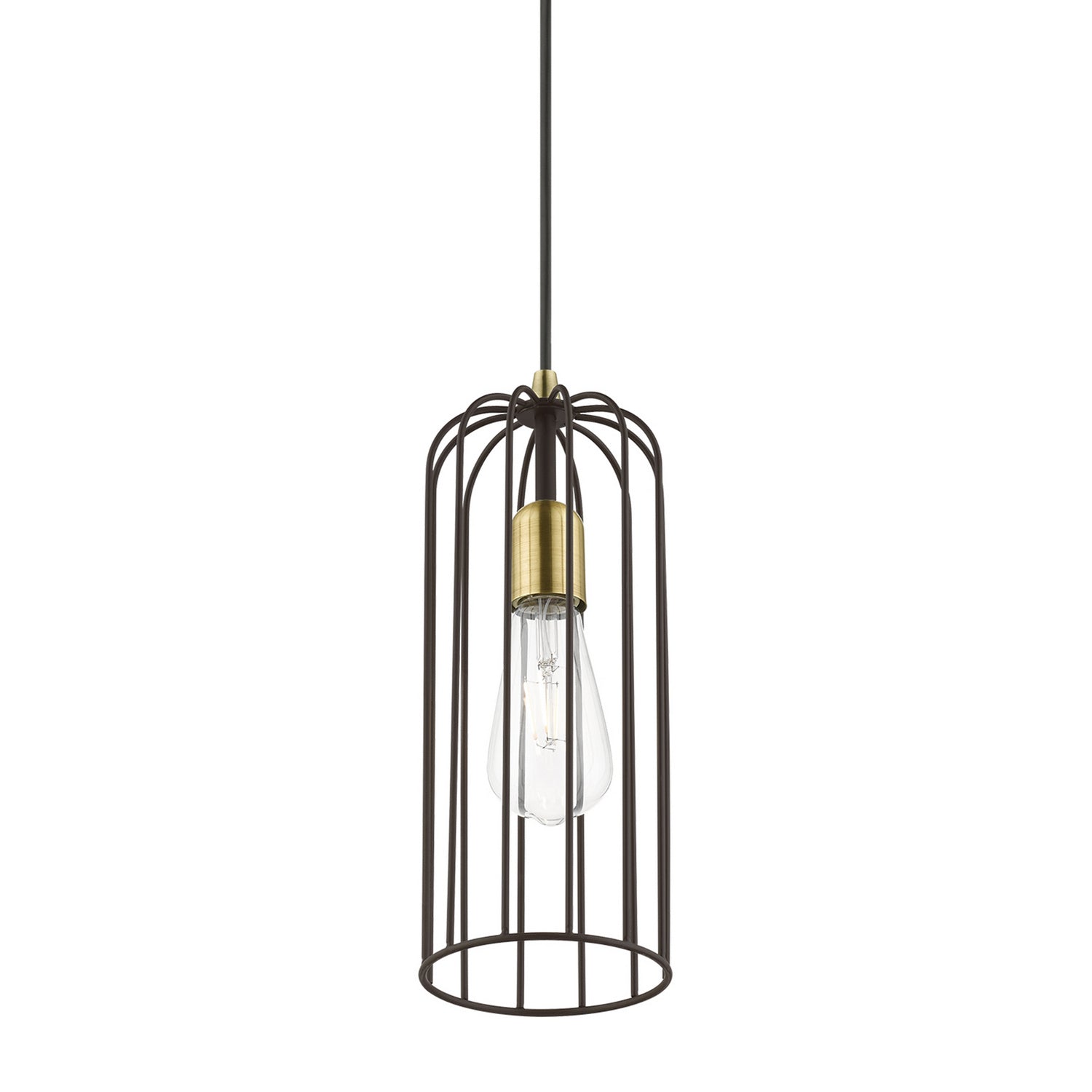 Livex Lighting - 49713-07 - One Light Pendant - Glenbrook - Bronze w/Antique Brass