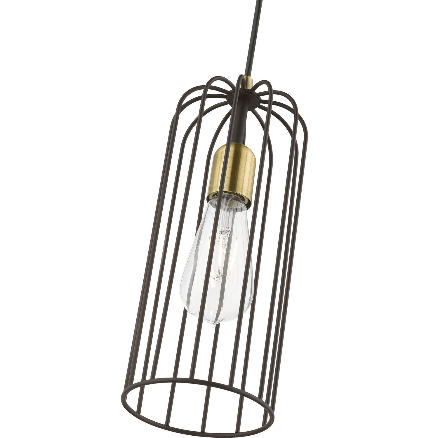 Livex Lighting - 49713-07 - One Light Pendant - Glenbrook - Bronze w/Antique Brass