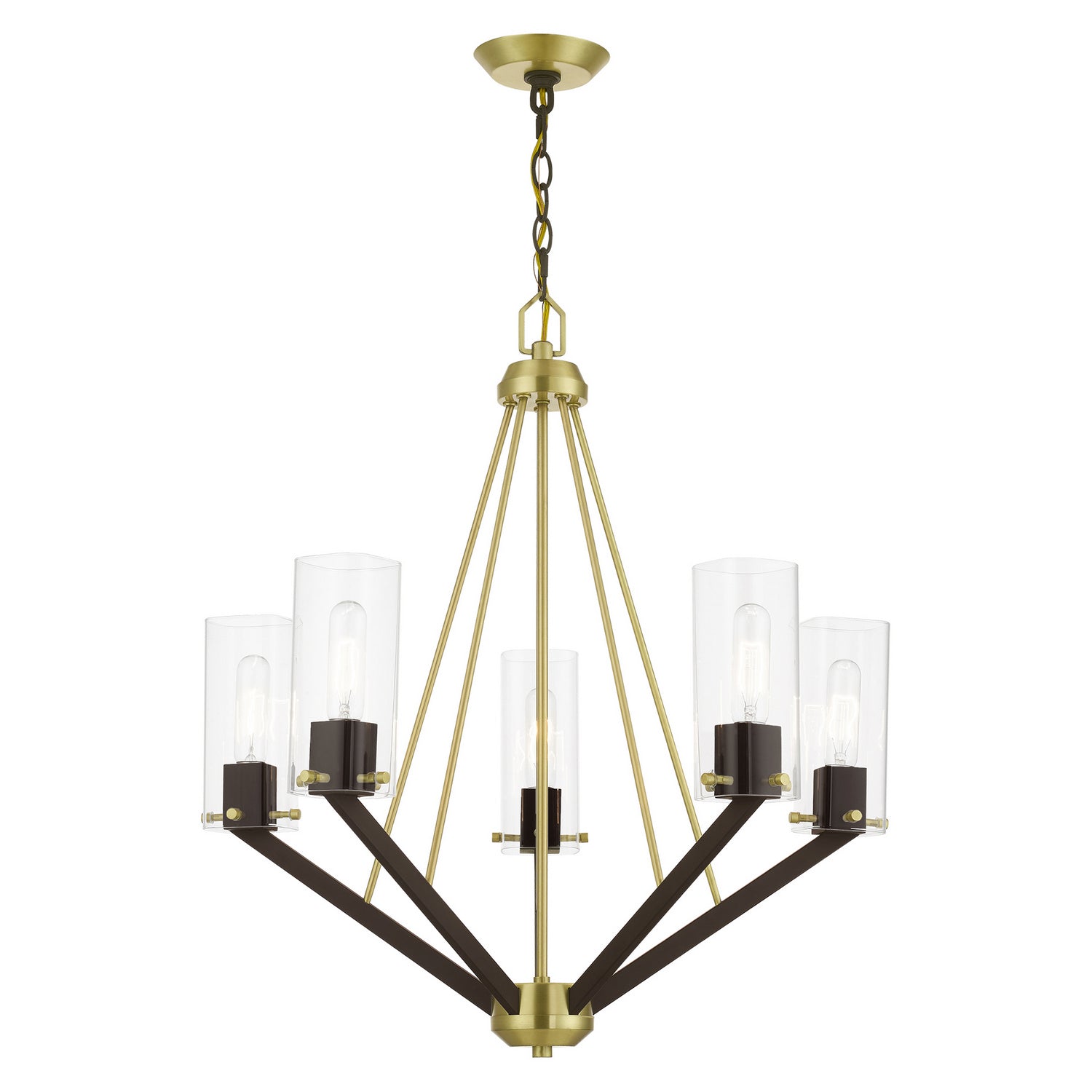 Livex Lighting - 51165-12 - Five Light Chandelier - Beckett - Satin Brass & Bronze