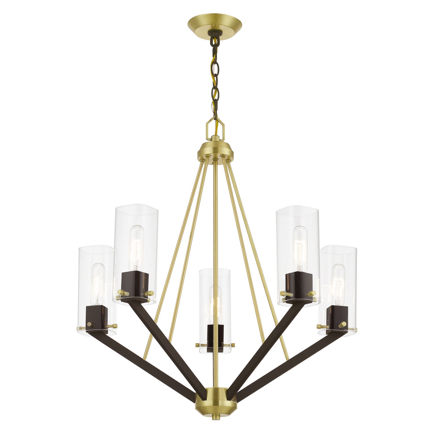Livex Lighting - 51165-12 - Five Light Chandelier - Beckett - Satin Brass & Bronze