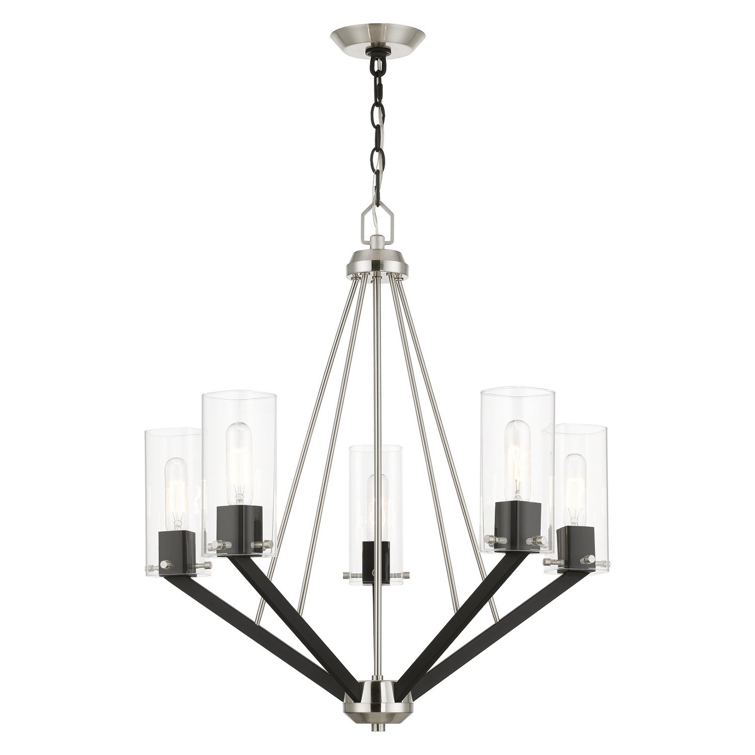 Livex Lighting - 51165-91 - Five Light Chandelier - Beckett - Brushed Nickel & Black