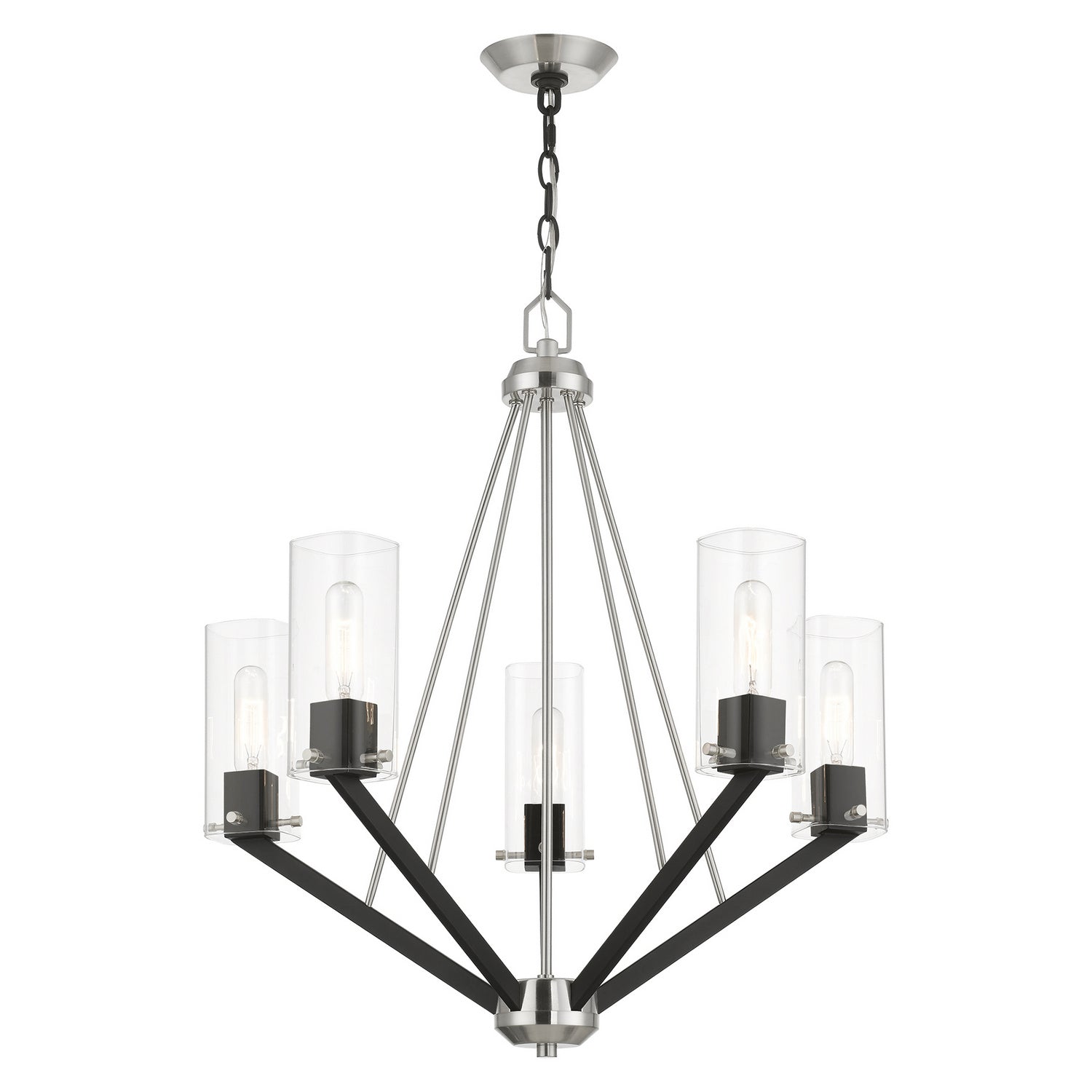 Livex Lighting - 51165-91 - Five Light Chandelier - Beckett - Brushed Nickel & Black