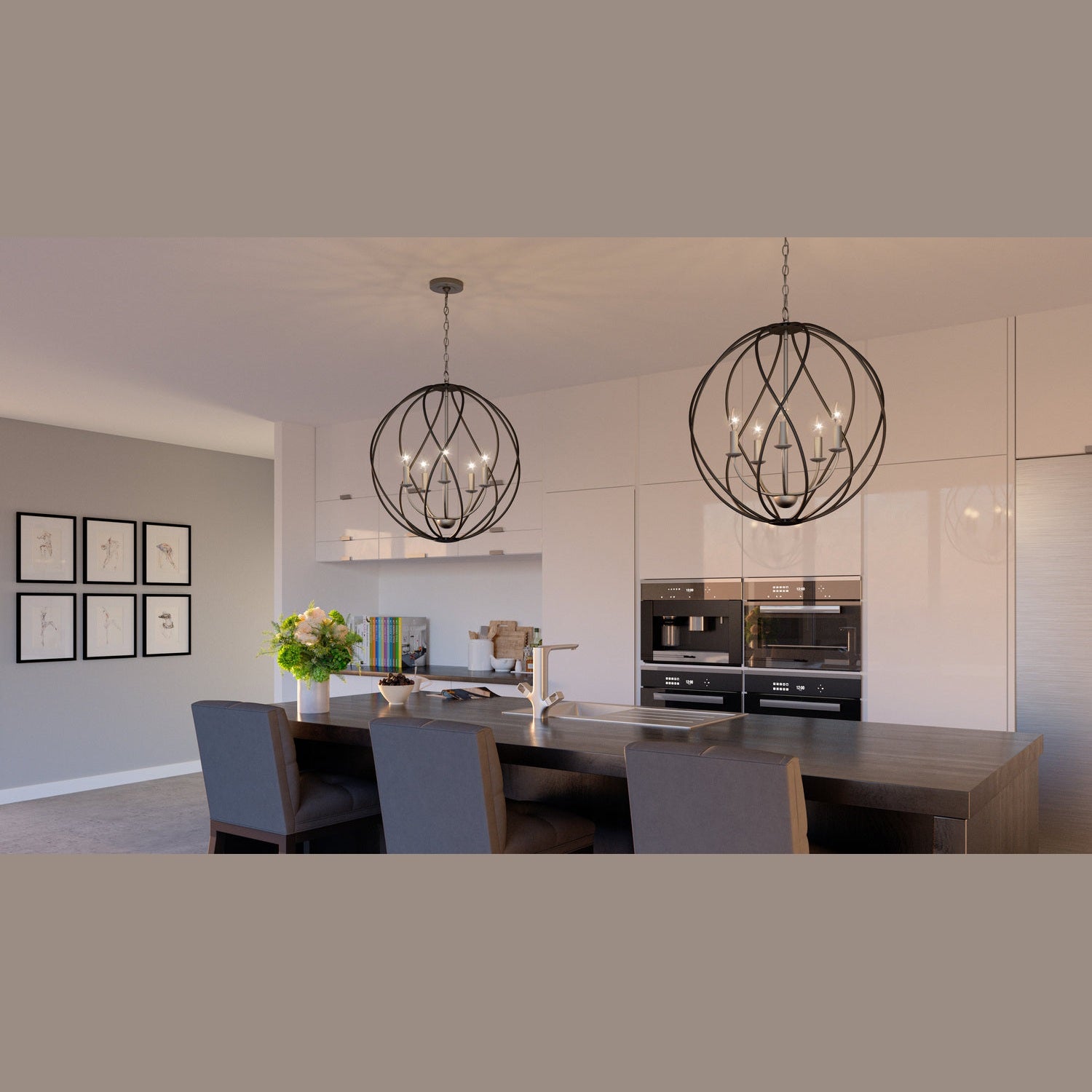 Quoizel - BYN2824AN - Five Light Pendant - Bryn - Antique Nickel