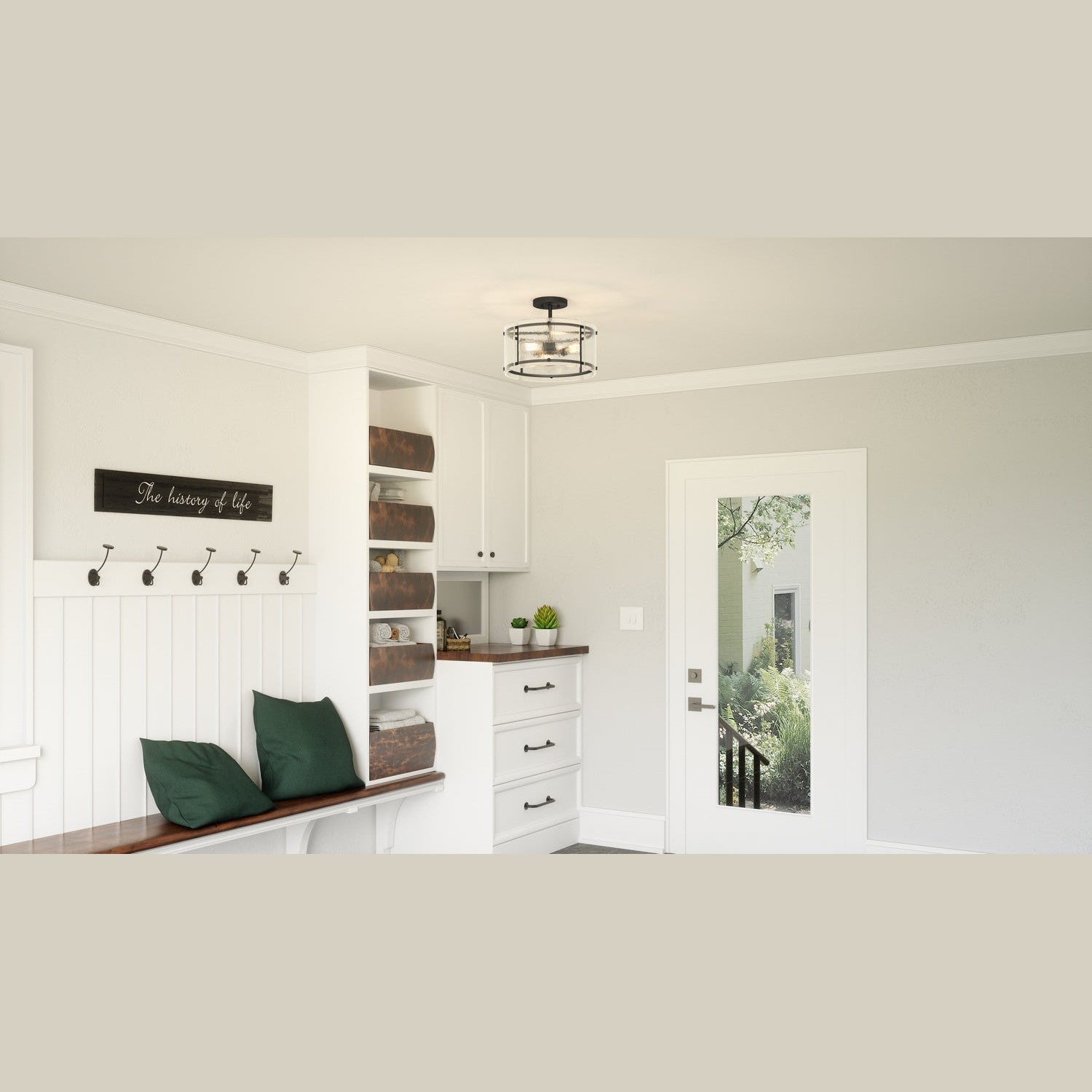 Quoizel - FTS1716EK - Three Light Semi Flush Mount - Fortress - Earth Black