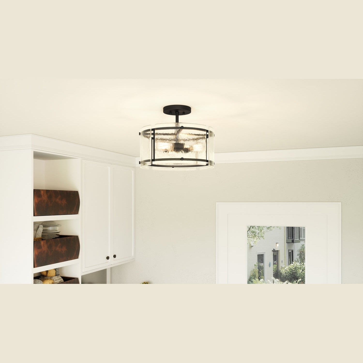Quoizel - FTS1716EK - Three Light Semi Flush Mount - Fortress - Earth Black