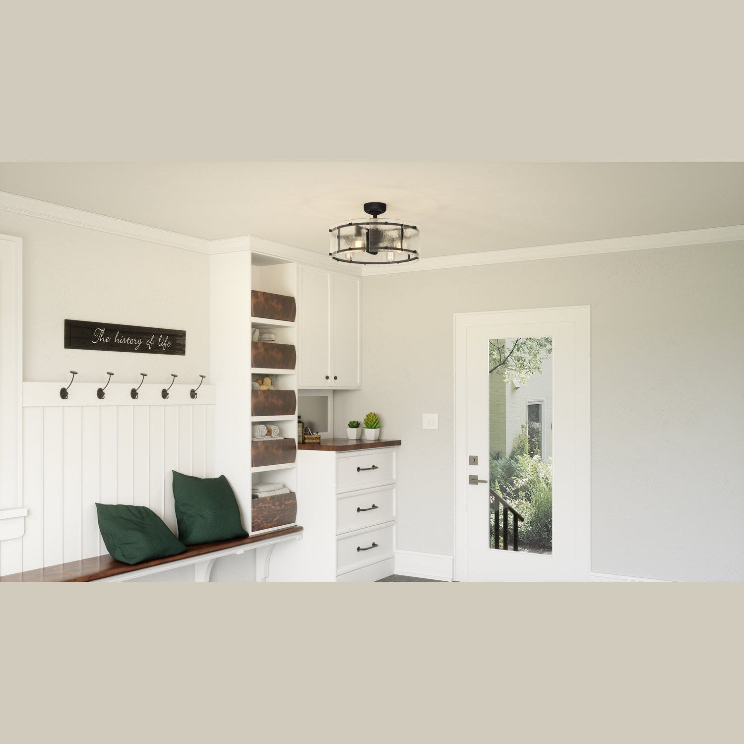 Quoizel - FTS3124EK - Four Light Fandelier - Fortress - Earth Black