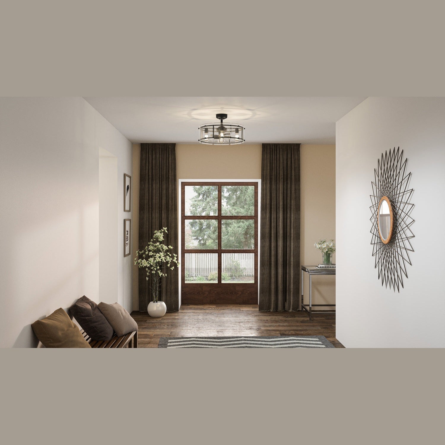 Quoizel - FTS3124MM - Four Light Fandelier - Fortress - Mottled Silver