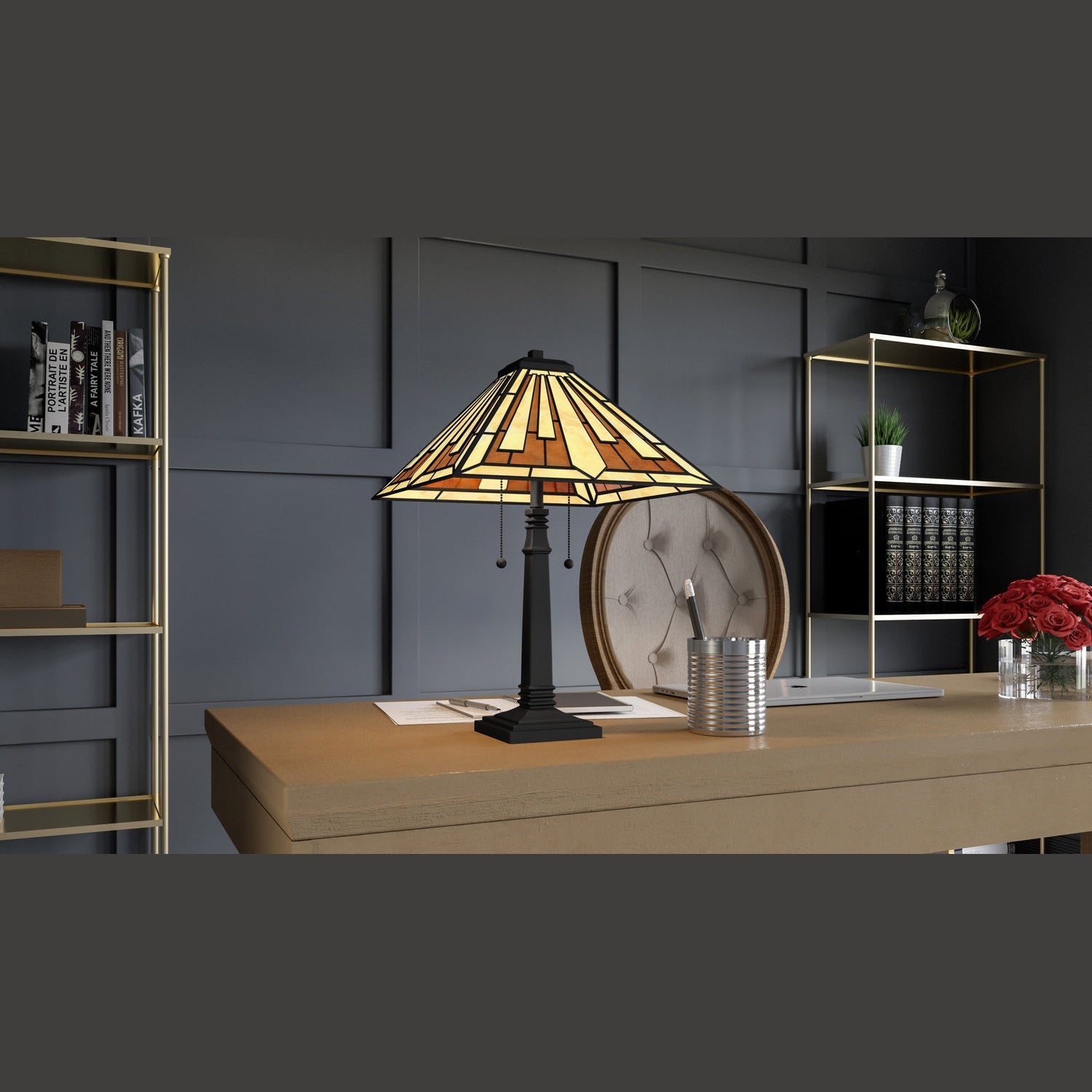 Quoizel - TF5621MBK - Two Light Table Lamp - Tiffany - Matte Black