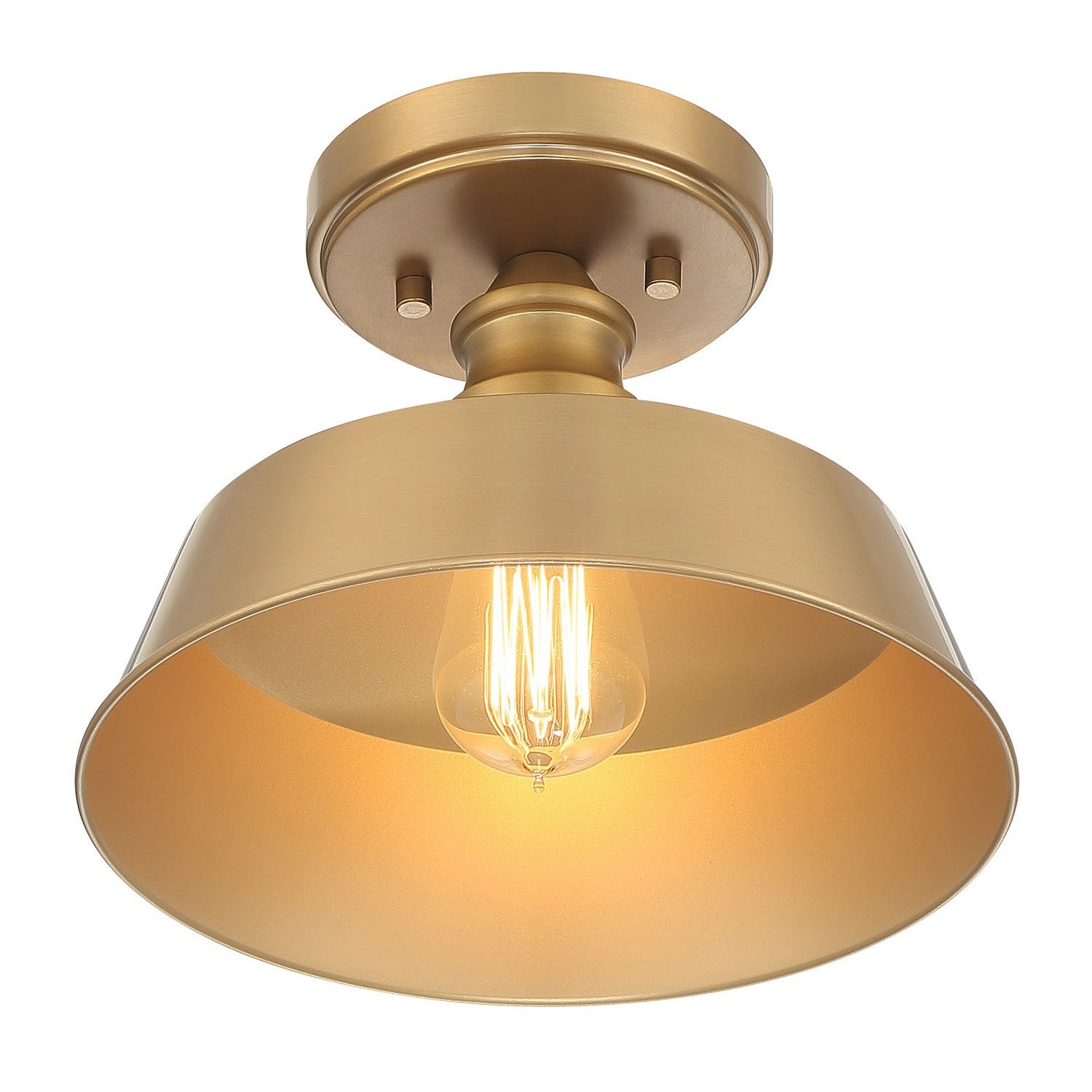 Meridian - M60068NB - One Light Semi-Flush Mount - Natural Brass