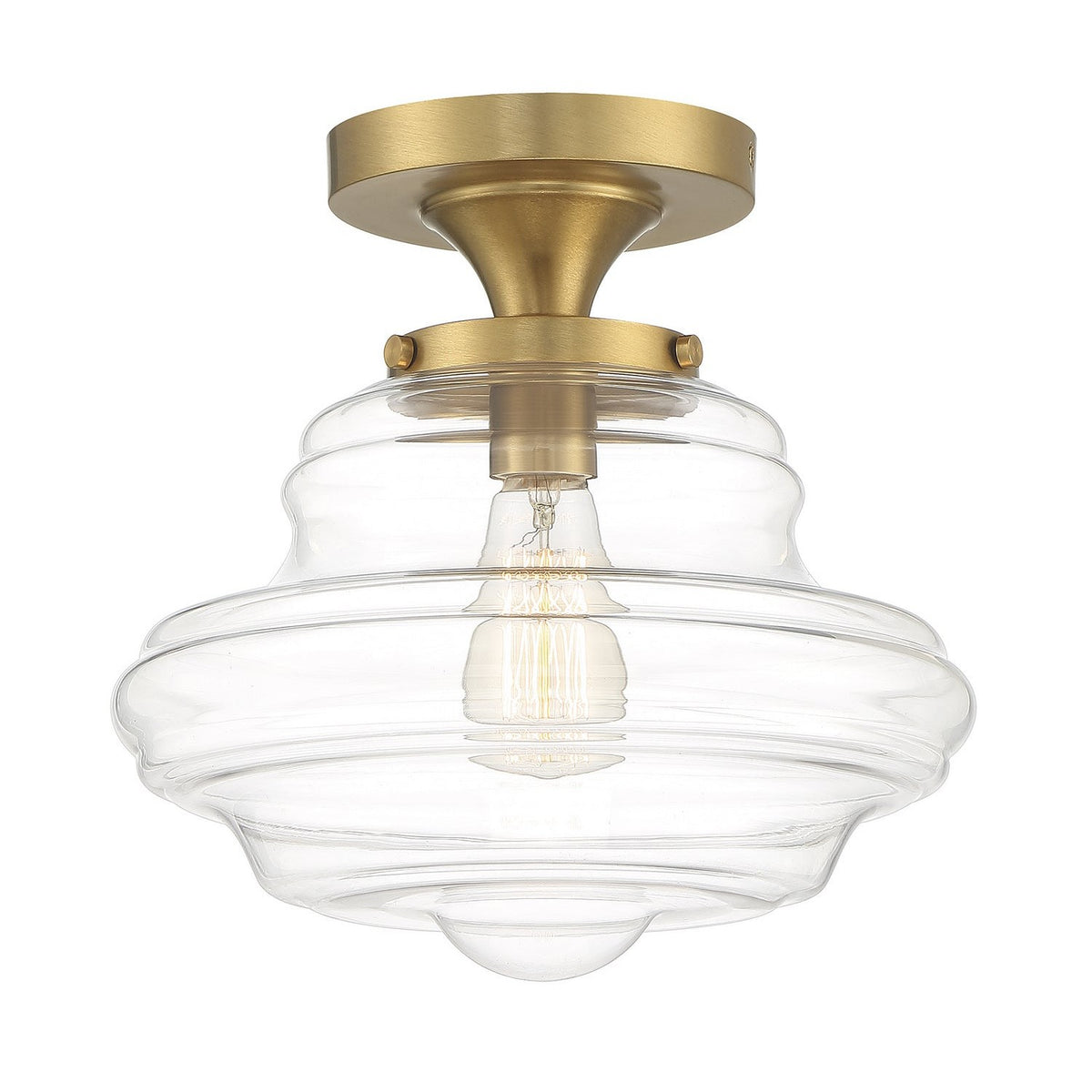 Meridian - M60069NB - One Light Semi-Flush Mount - Natural Brass