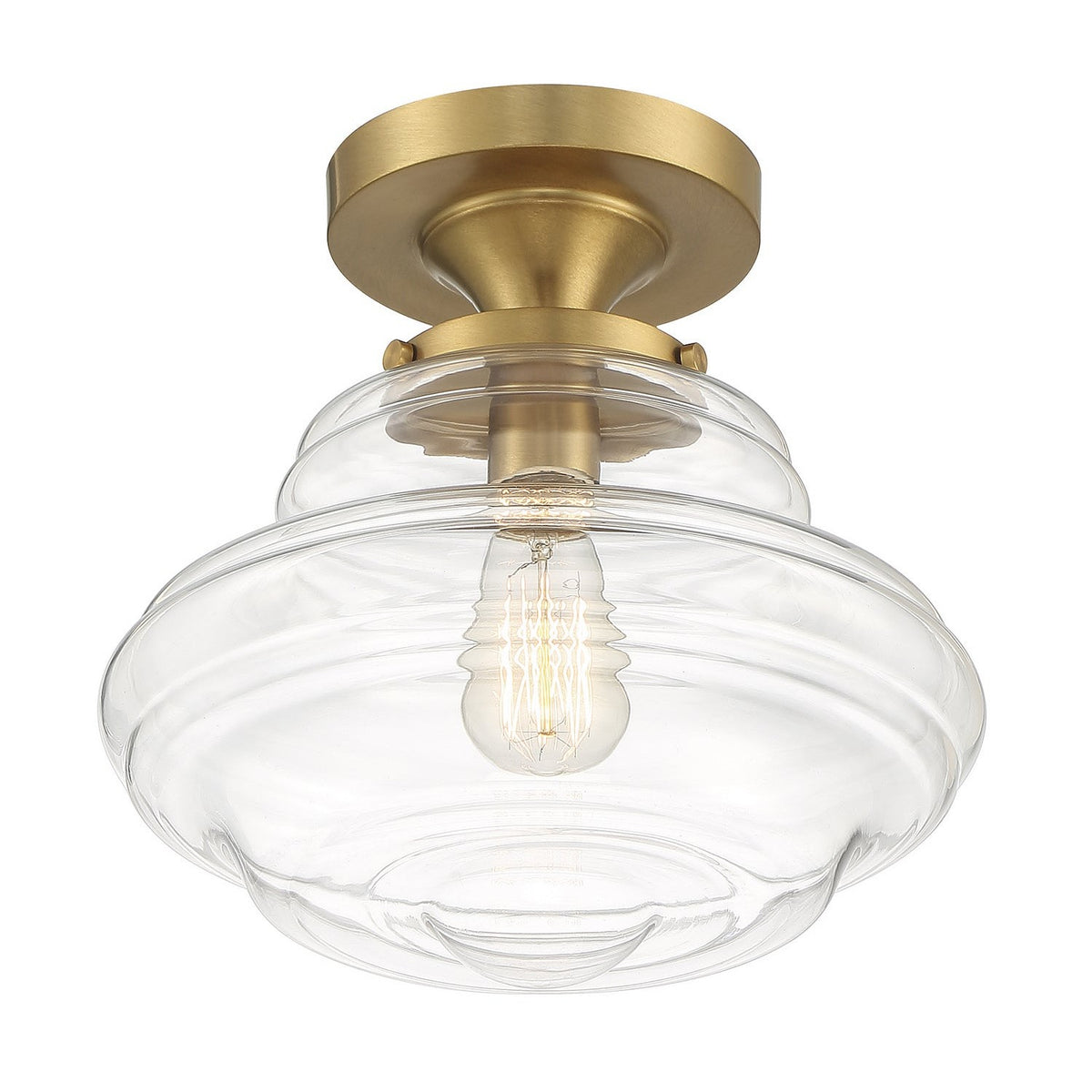 Meridian - M60069NB - One Light Semi-Flush Mount - Natural Brass