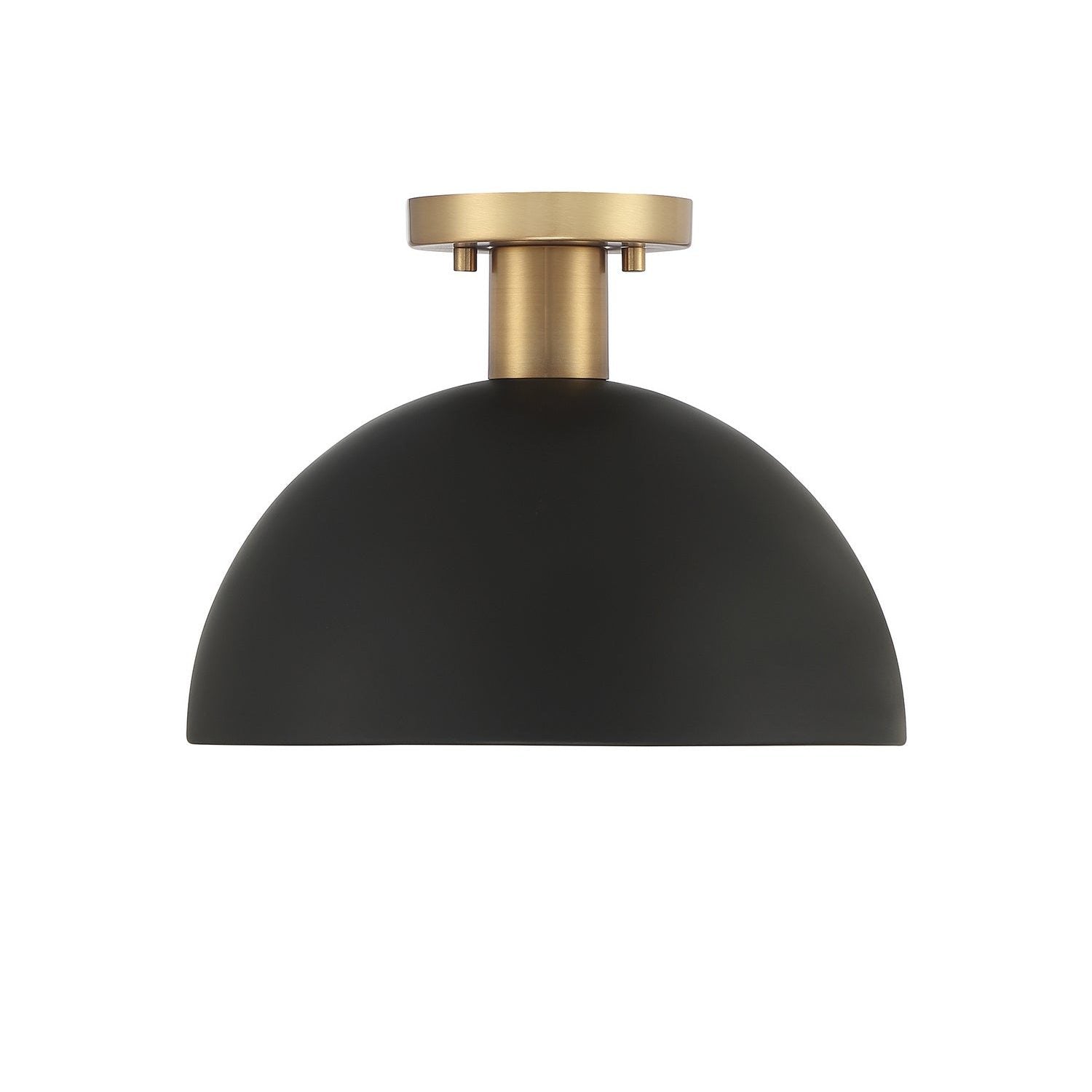 Meridian - M60071MBKNB - One Light Semi-Flush Mount - Matte Black with Natural Brass