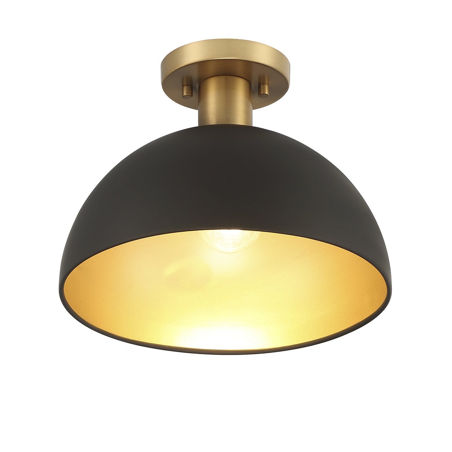 Meridian - M60071MBKNB - One Light Semi-Flush Mount - Matte Black with Natural Brass