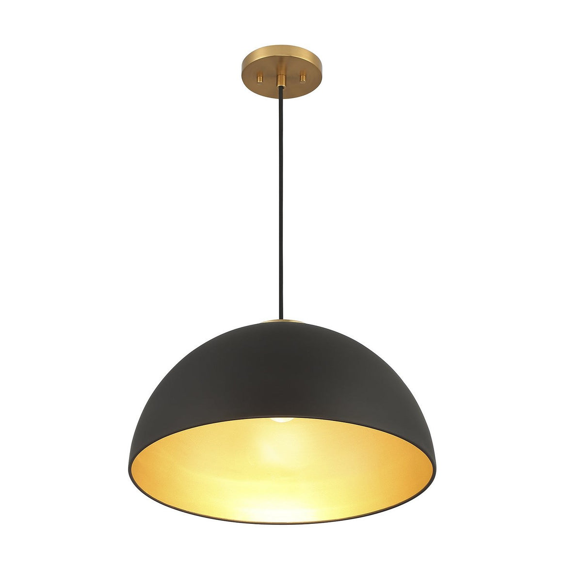 Meridian - M7024MBKNB - One Light Pendant - Matte Black with Natural Brass