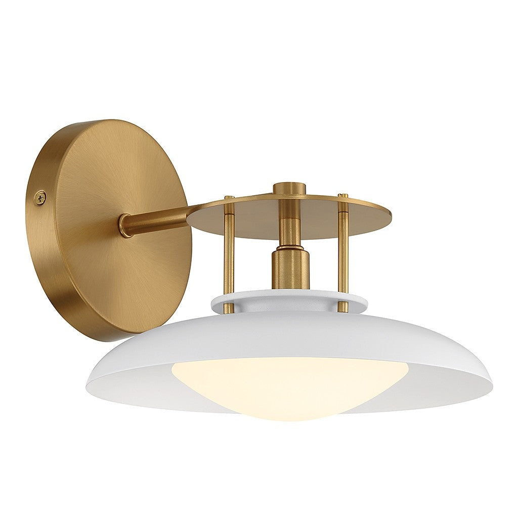 Savoy House - 9-1686-1-142 - One Light Wall Sconce - Gavin - White with Warm Brass