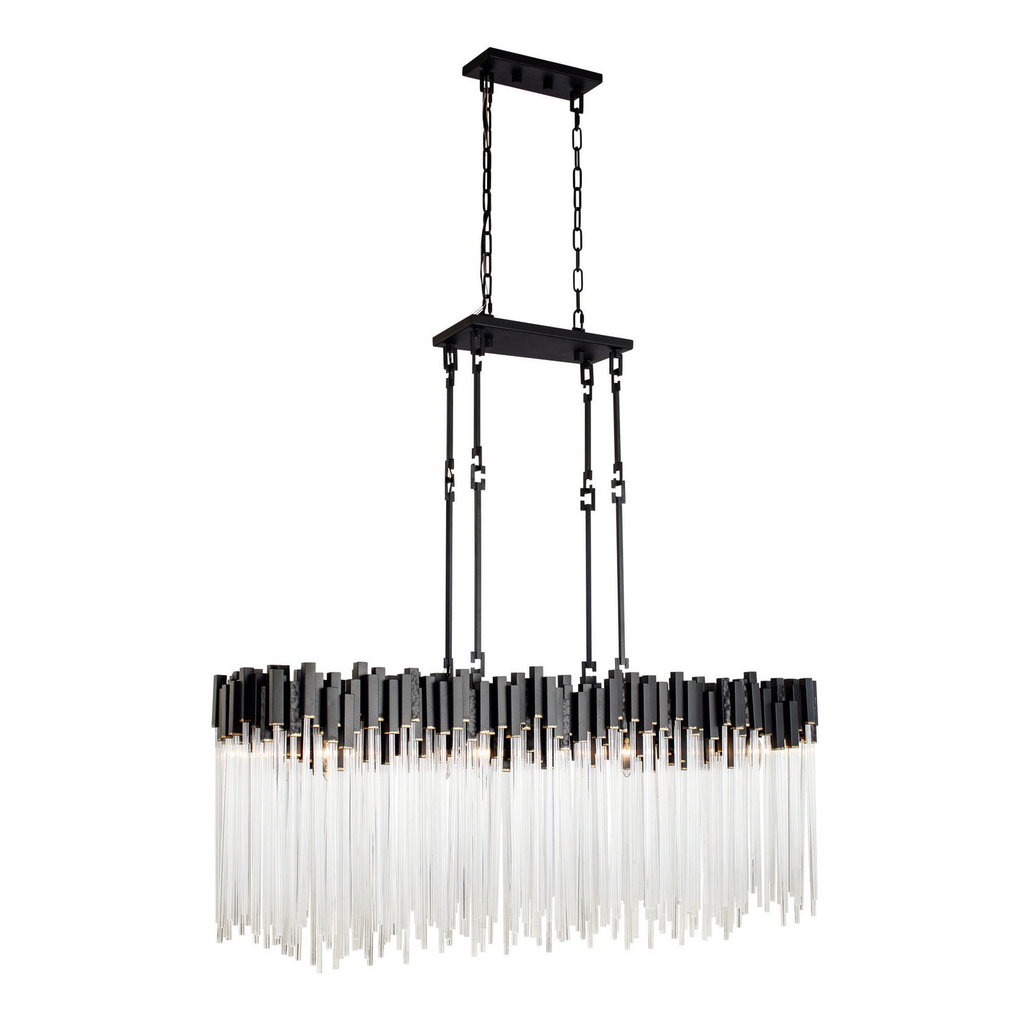 Varaluz - 309N08MBFG - Eight Light Linear Pendant - Matrix - Matte Black/French Gold