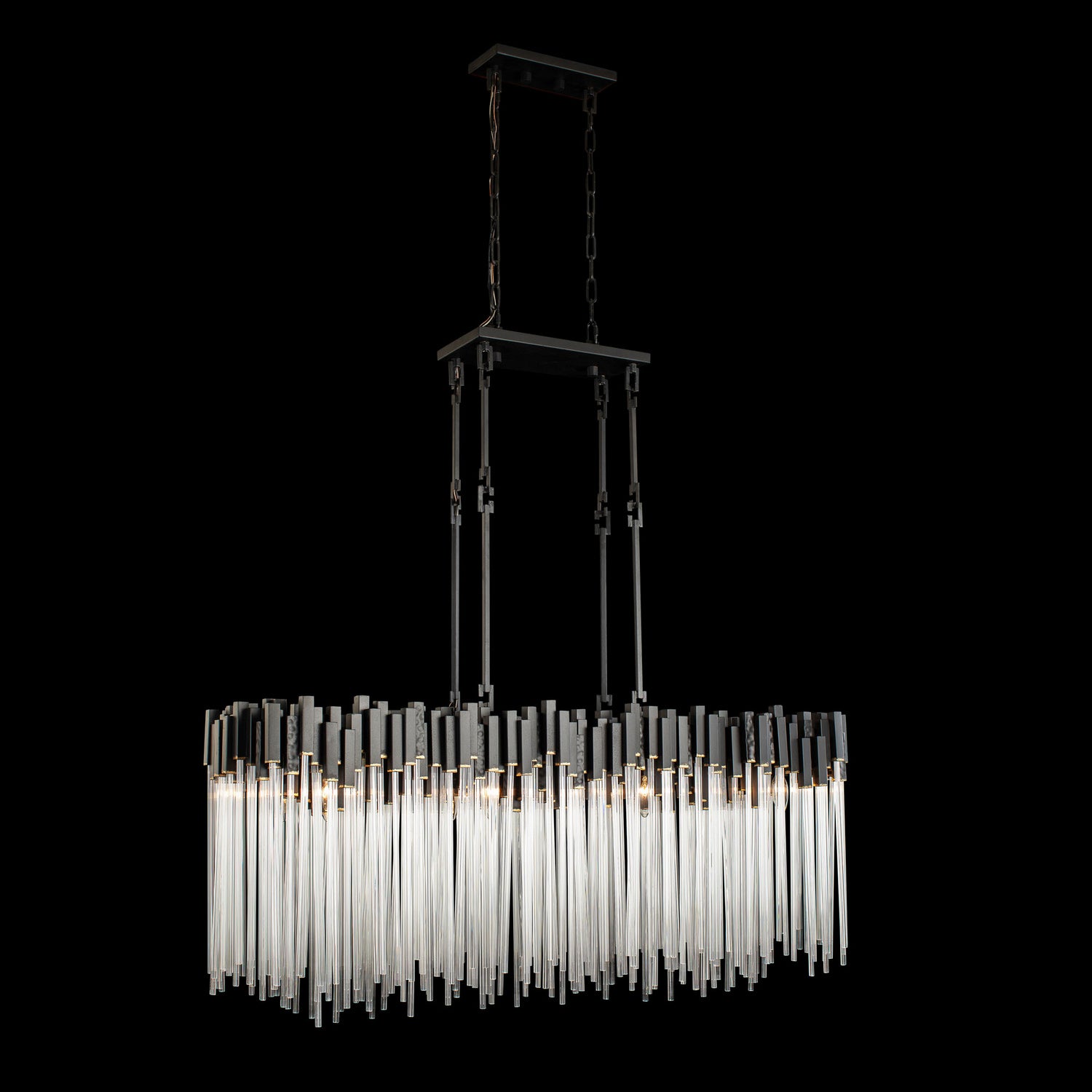 Varaluz - 309N08MBFG - Eight Light Linear Pendant - Matrix - Matte Black/French Gold