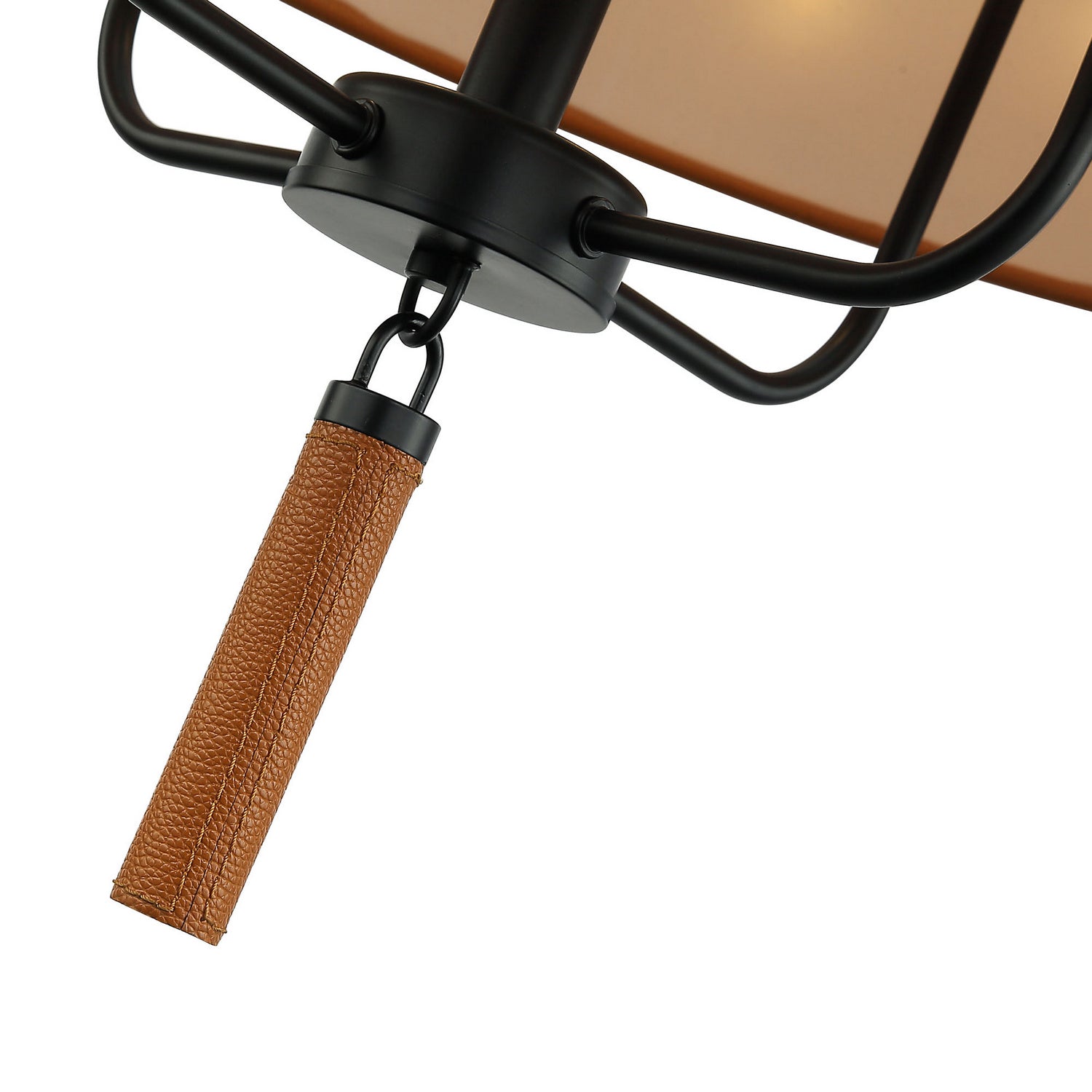 Varaluz - 368P04BLC - Four Light Pendant - Secret Agent - Black/Camel Leather