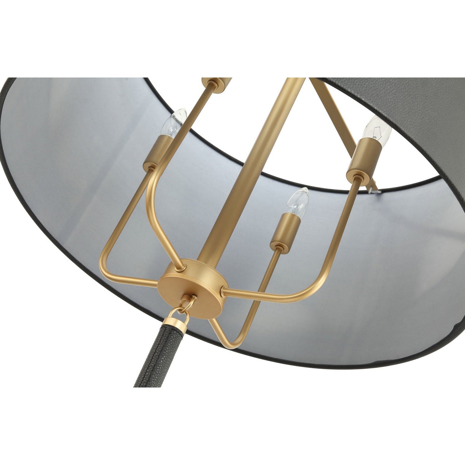 Varaluz - 368P04GOB - Four Light Pendant - Secret Agent - Painted Gold/Black Leather