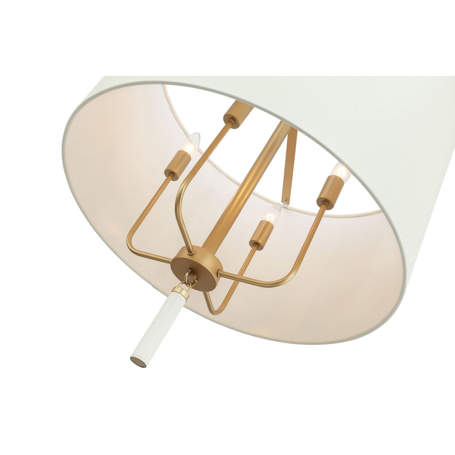 Varaluz - 368P04GOW - Four Light Pendant - Secret Agent - Painted Gold/White Leather