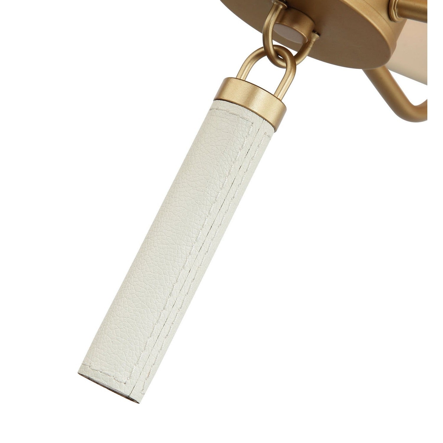 Varaluz - 368P04GOW - Four Light Pendant - Secret Agent - Painted Gold/White Leather