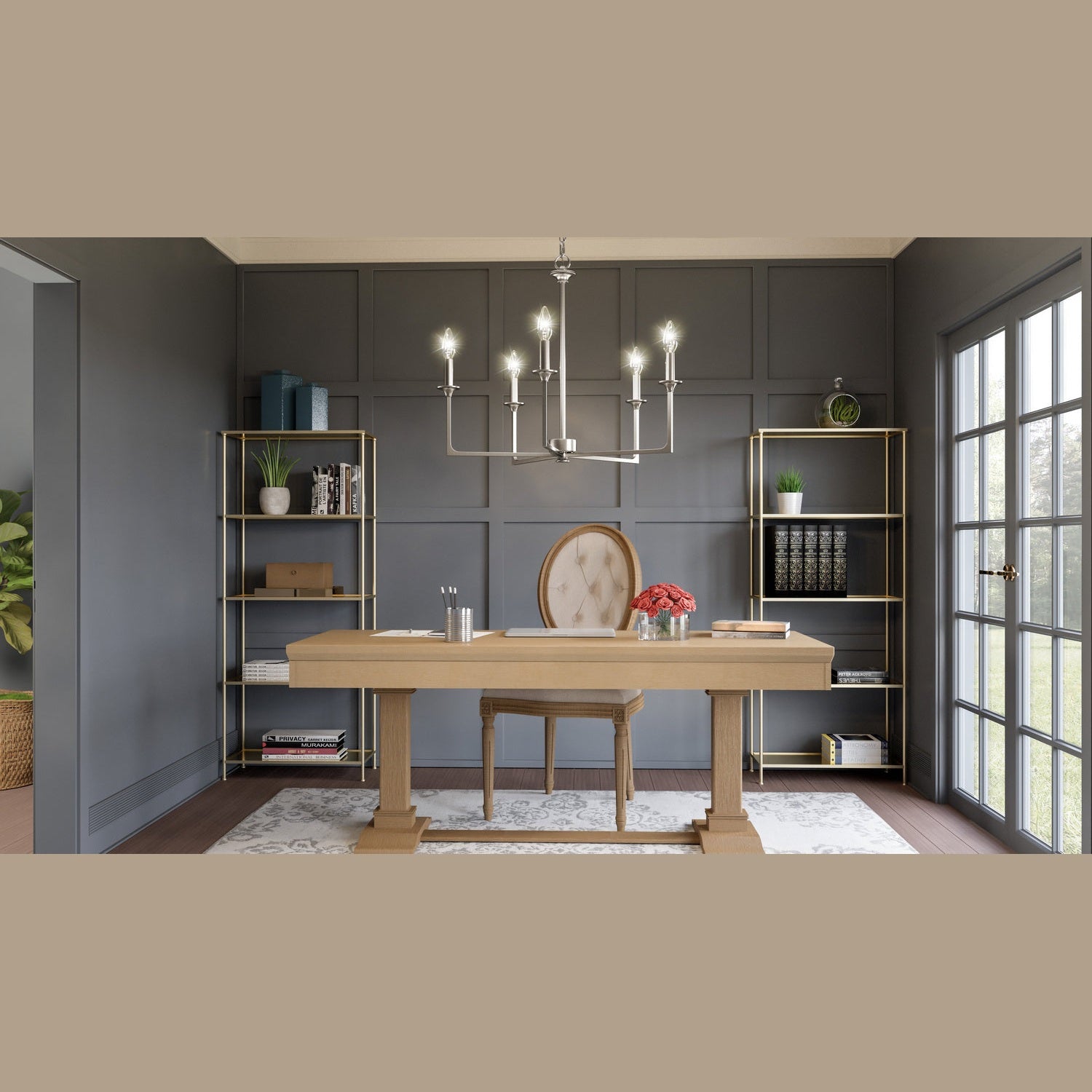 Quoizel - PRC5026BN - Five Light Chandelier - Prescott - Brushed Nickel
