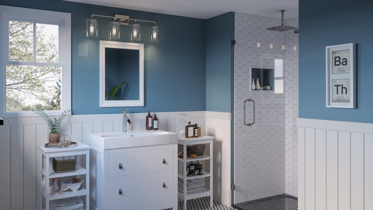 Quoizel - PRC8633BN - Four Light Bath - Prescott - Brushed Nickel