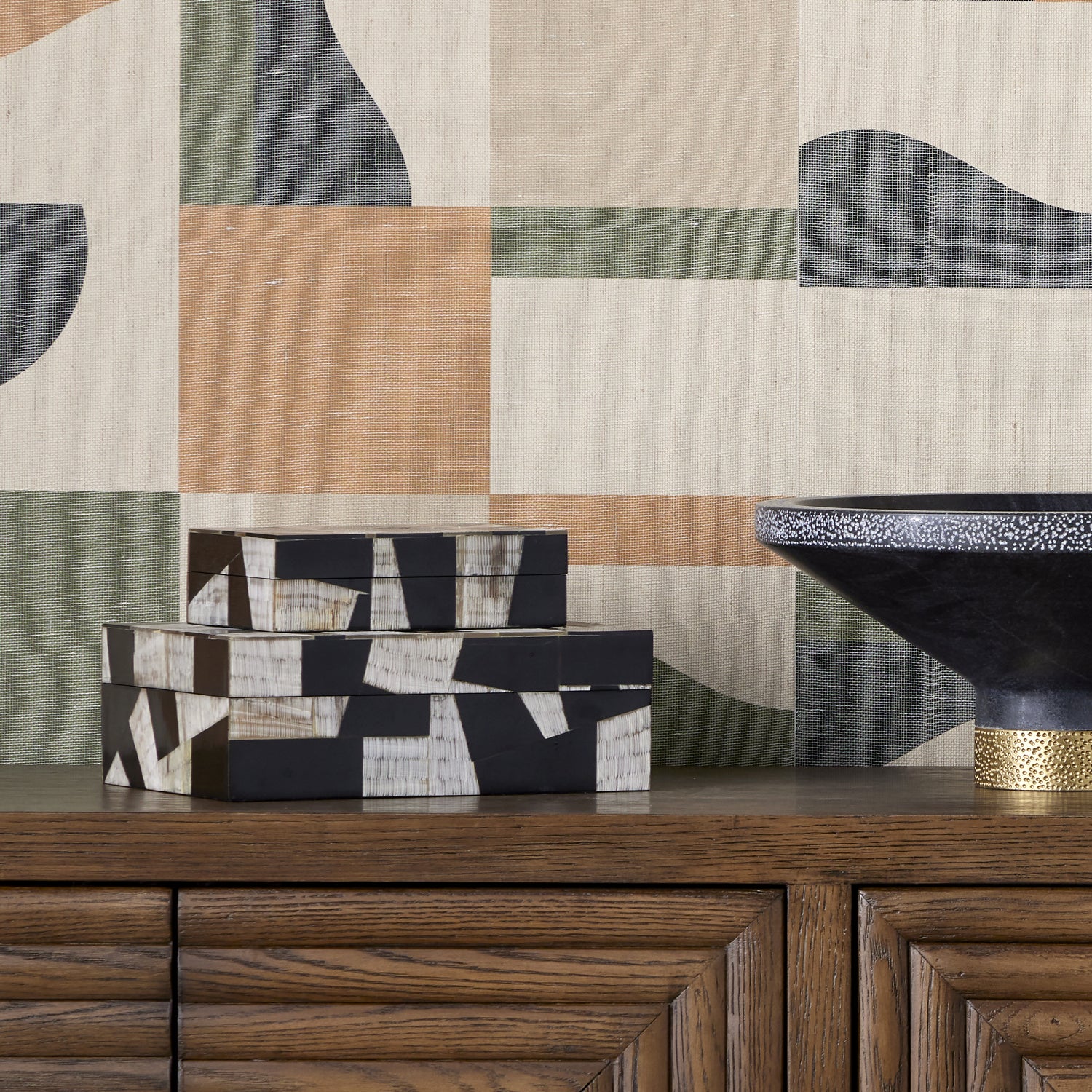 Currey and Company - 1200-0642 - Box Set of 2 - Bindu Collection - Natural/Black/Linen