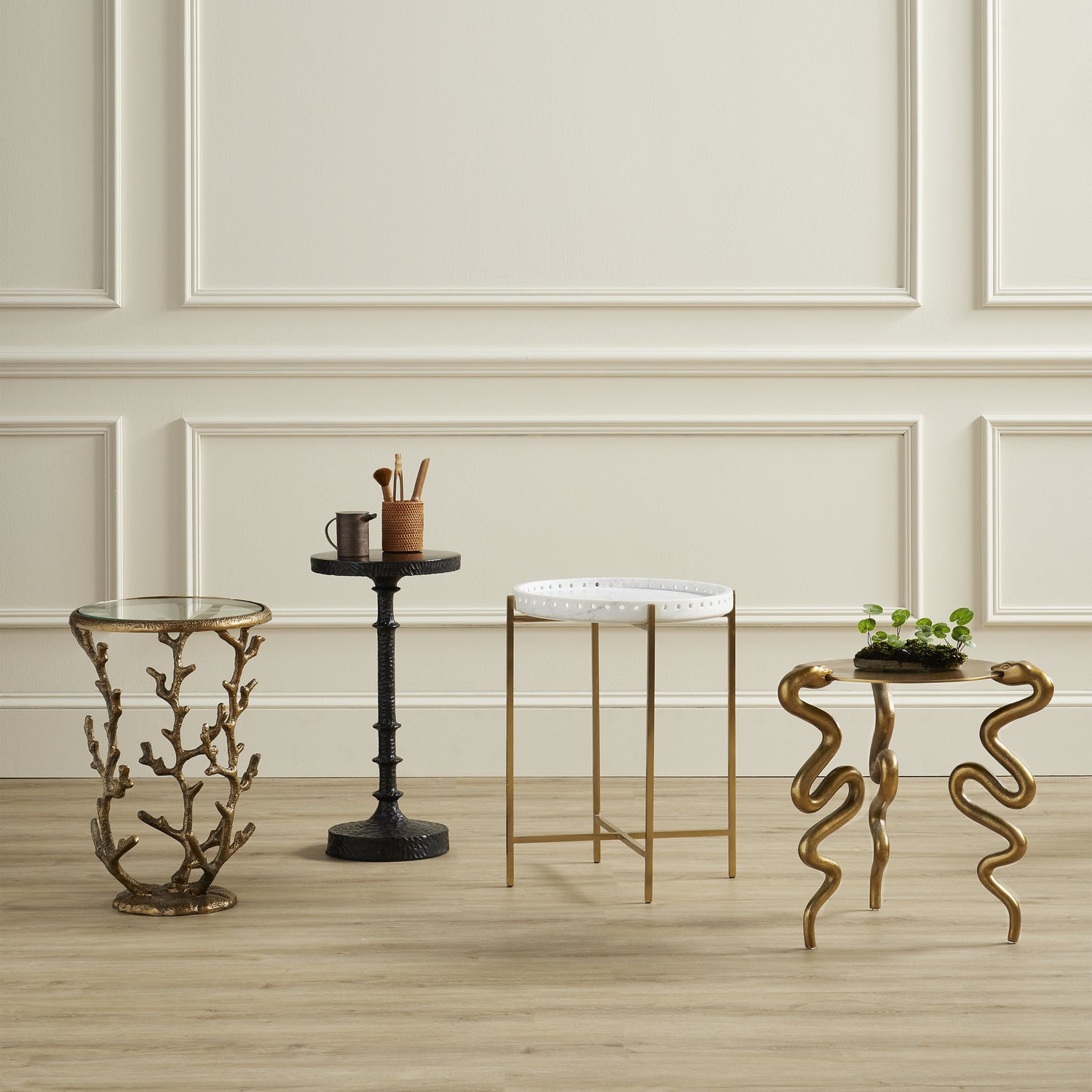 Currey and Company - 4000-0140 - Accent Table - Serpent Brass Accent Table - Antique Brass