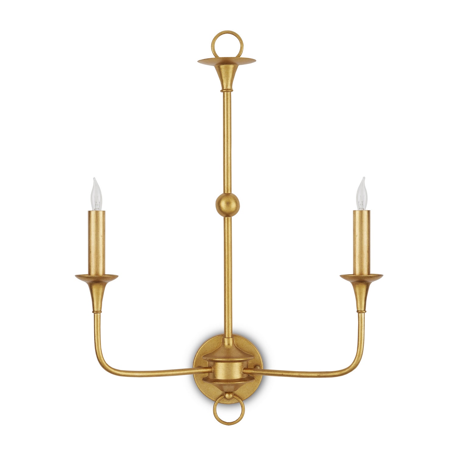 Currey and Company - 5000-0214 - Two Light Wall Sconce - Nottaway Collection - Contemporary Gold Leaf