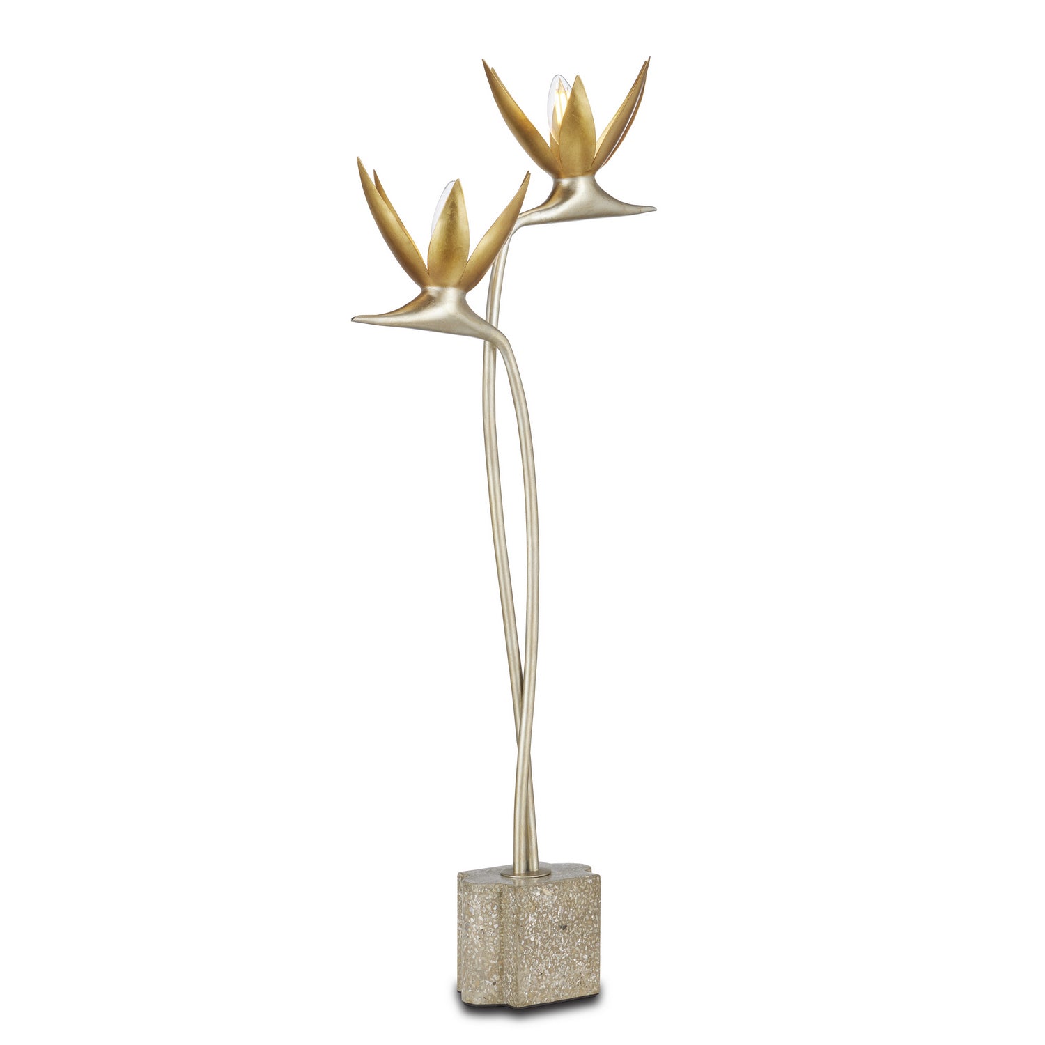 Currey and Company - 6000-0855 - Two Light Table Lamp - Paradiso Collection - Contemporary Silver Leaf/Contemporary Gold Leaf/Abalone Polished Concrete