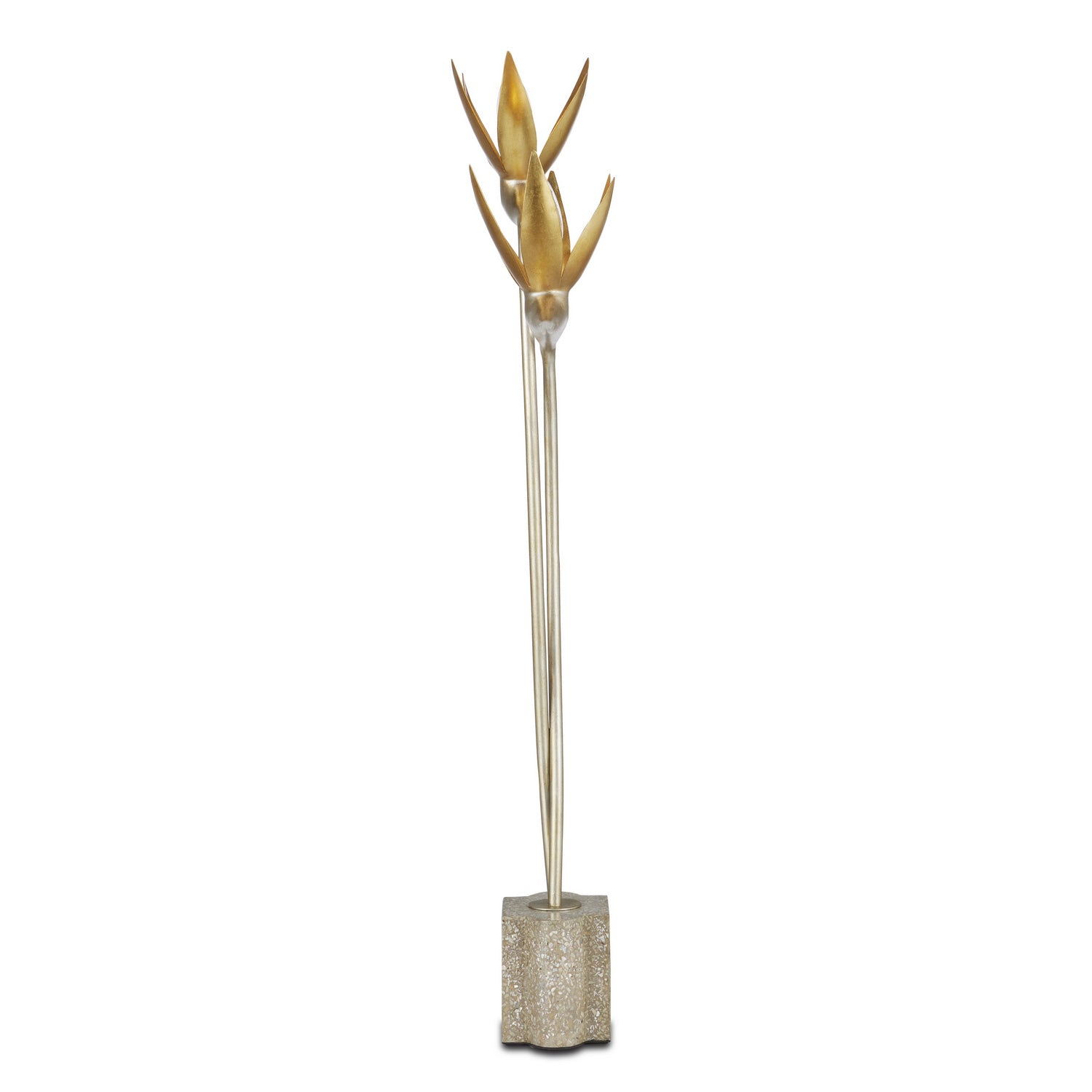 Currey and Company - 6000-0855 - Two Light Table Lamp - Paradiso Collection - Contemporary Silver Leaf/Contemporary Gold Leaf/Abalone Polished Concrete