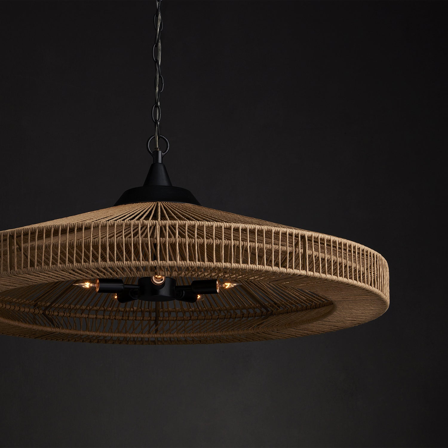 Currey and Company - 9000-0921 - Five Light Chandelier - Maldives Chandelier - Natural/Satin Black