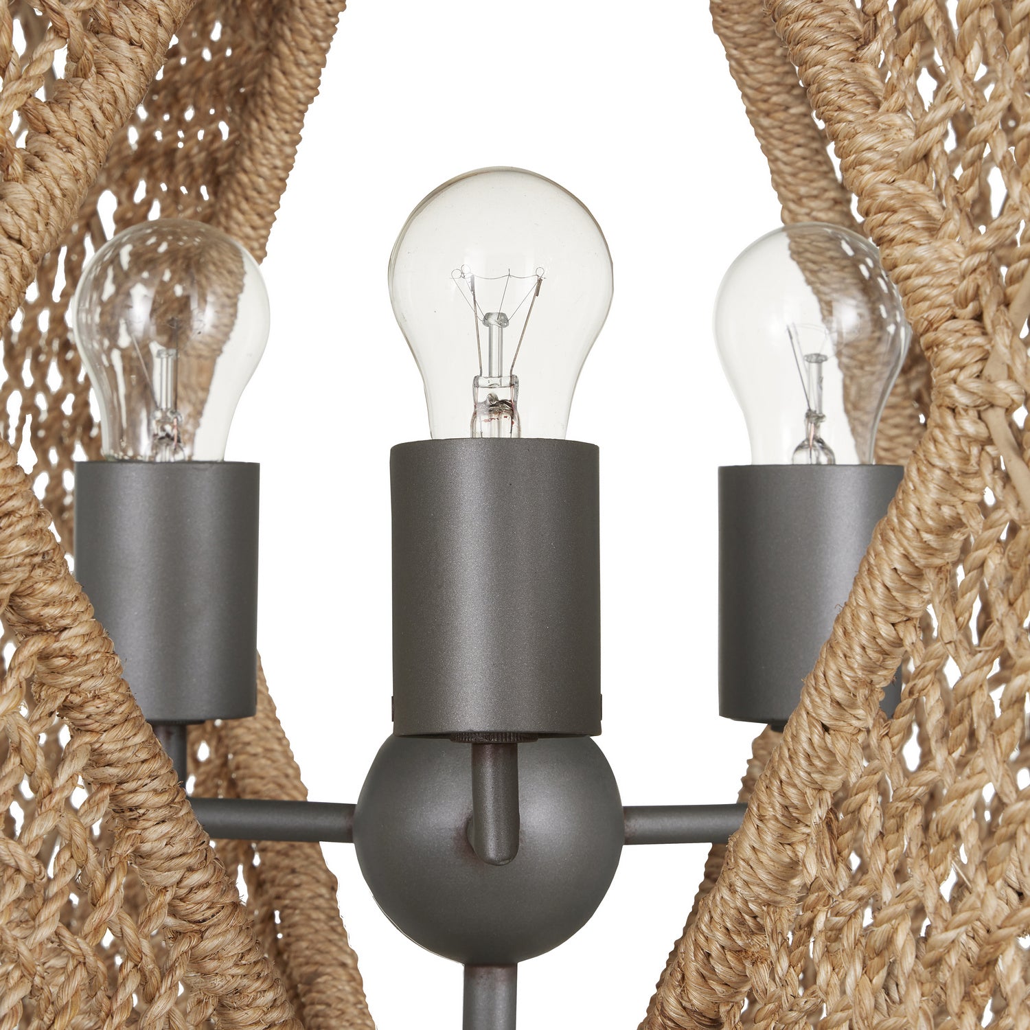Currey and Company - 9000-0965 - Three Light Chandelier - Shizen Chandelier - Natural Rope/Hiroshi Gray