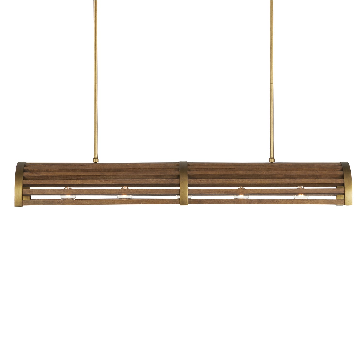 Currey and Company - 9000-0967 - Five Light Chandelier - Woodbine Chestnut Rectangular Chandelier - Chestnut/Brass