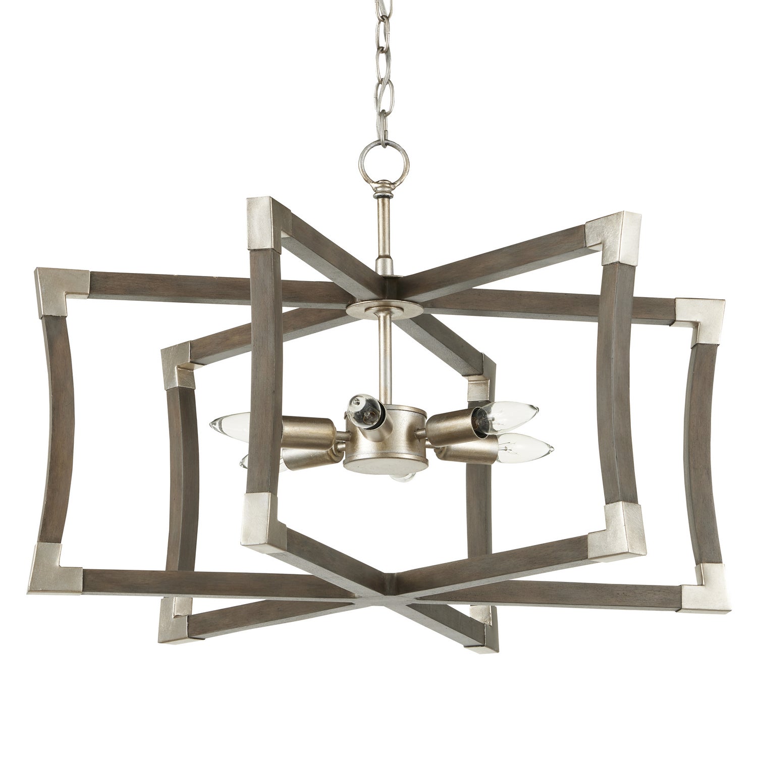 Currey and Company - 9000-0968 - Six Light Lantern - Bastian Collection - Chateau Gray/Contemporary Silver Leaf
