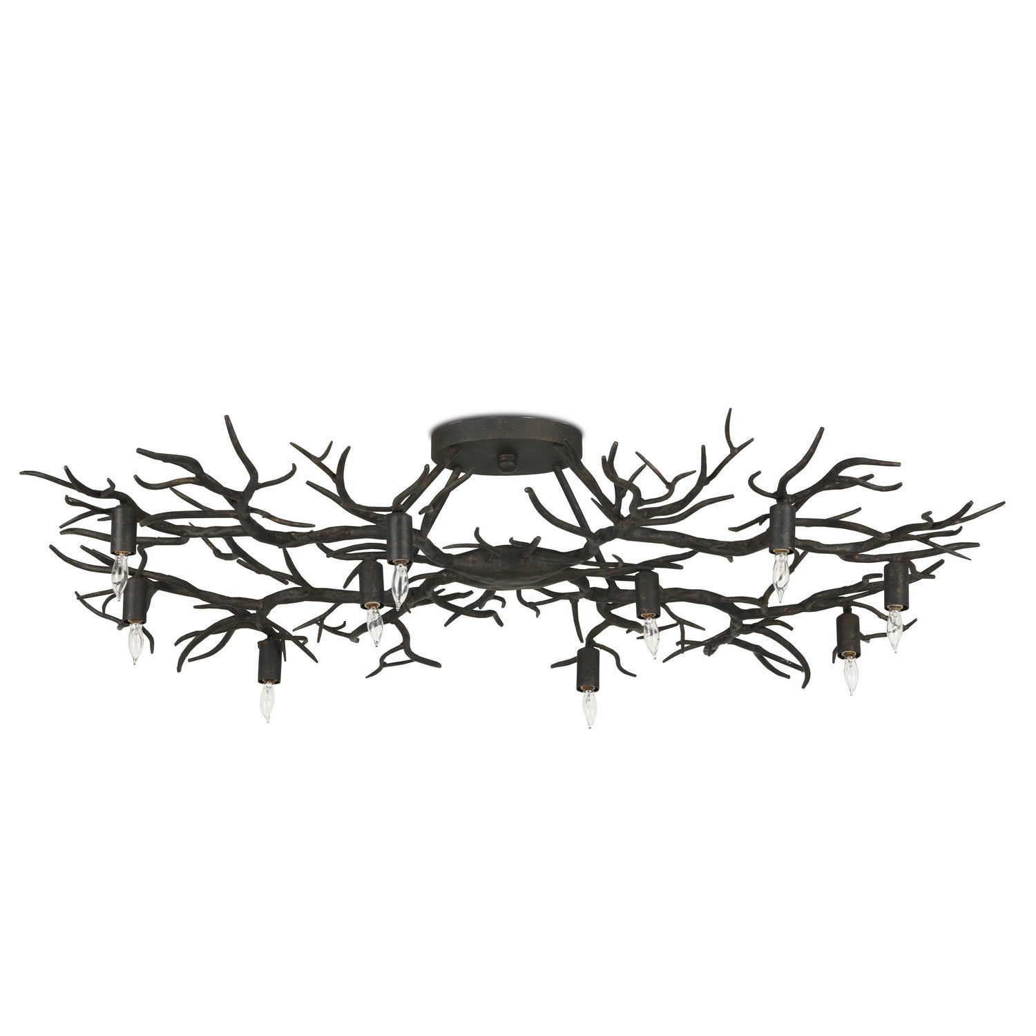 Currey and Company - 9000-0981 - Ten Light Semi-Flush Mount - Rainforest Collection - Rustic Bronze