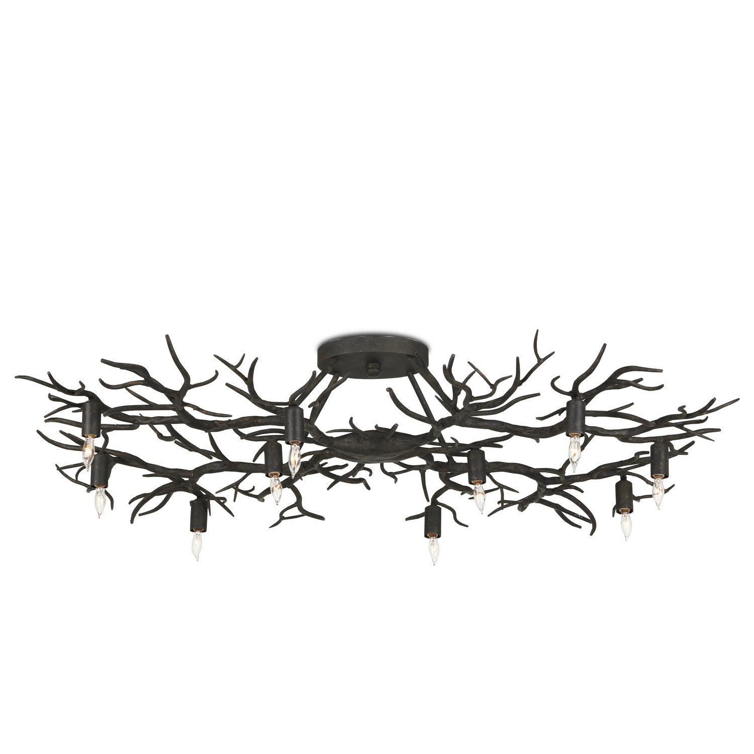 Currey and Company - 9000-0981 - Ten Light Semi-Flush Mount - Rainforest Collection - Rustic Bronze