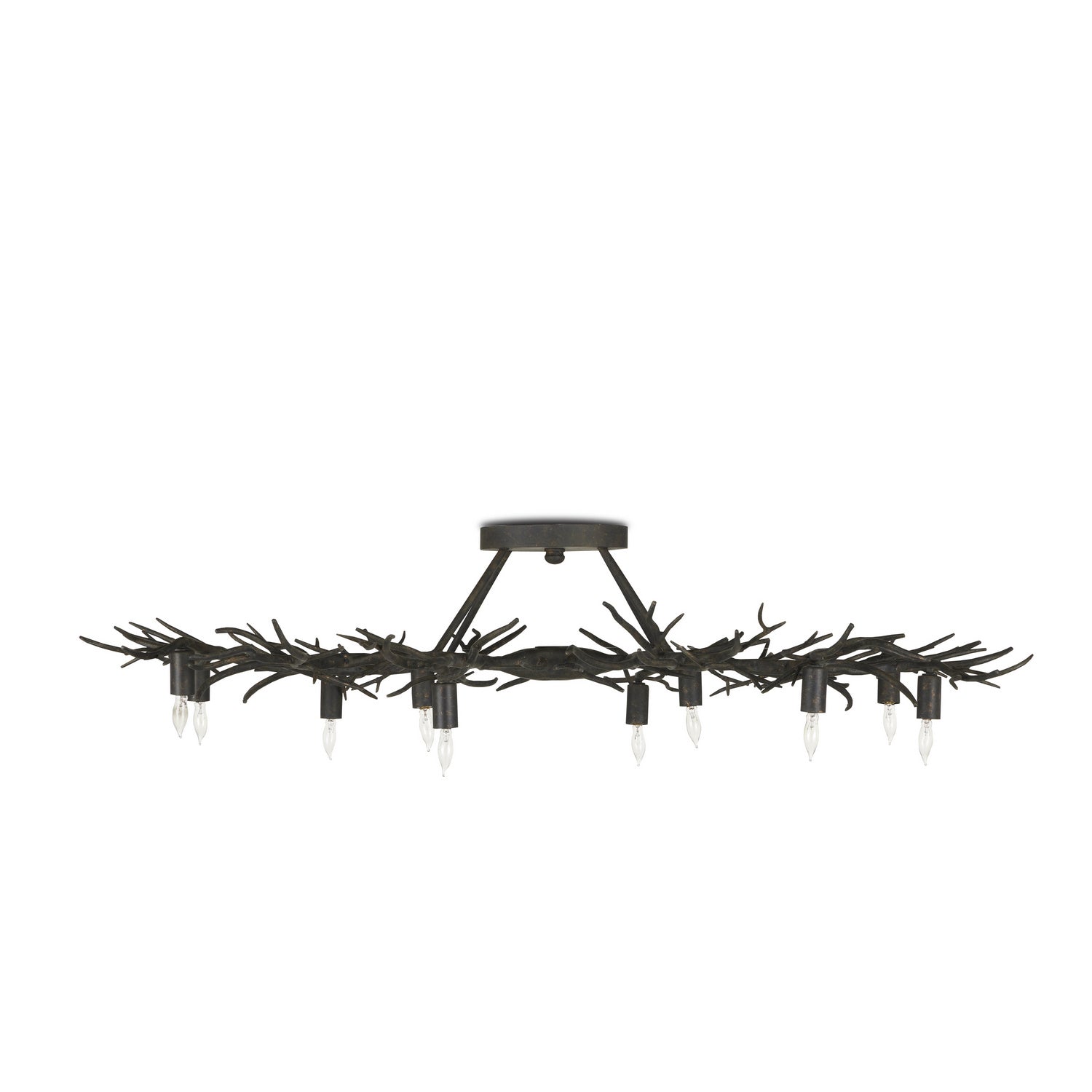 Currey and Company - 9000-0981 - Ten Light Semi-Flush Mount - Rainforest Collection - Rustic Bronze